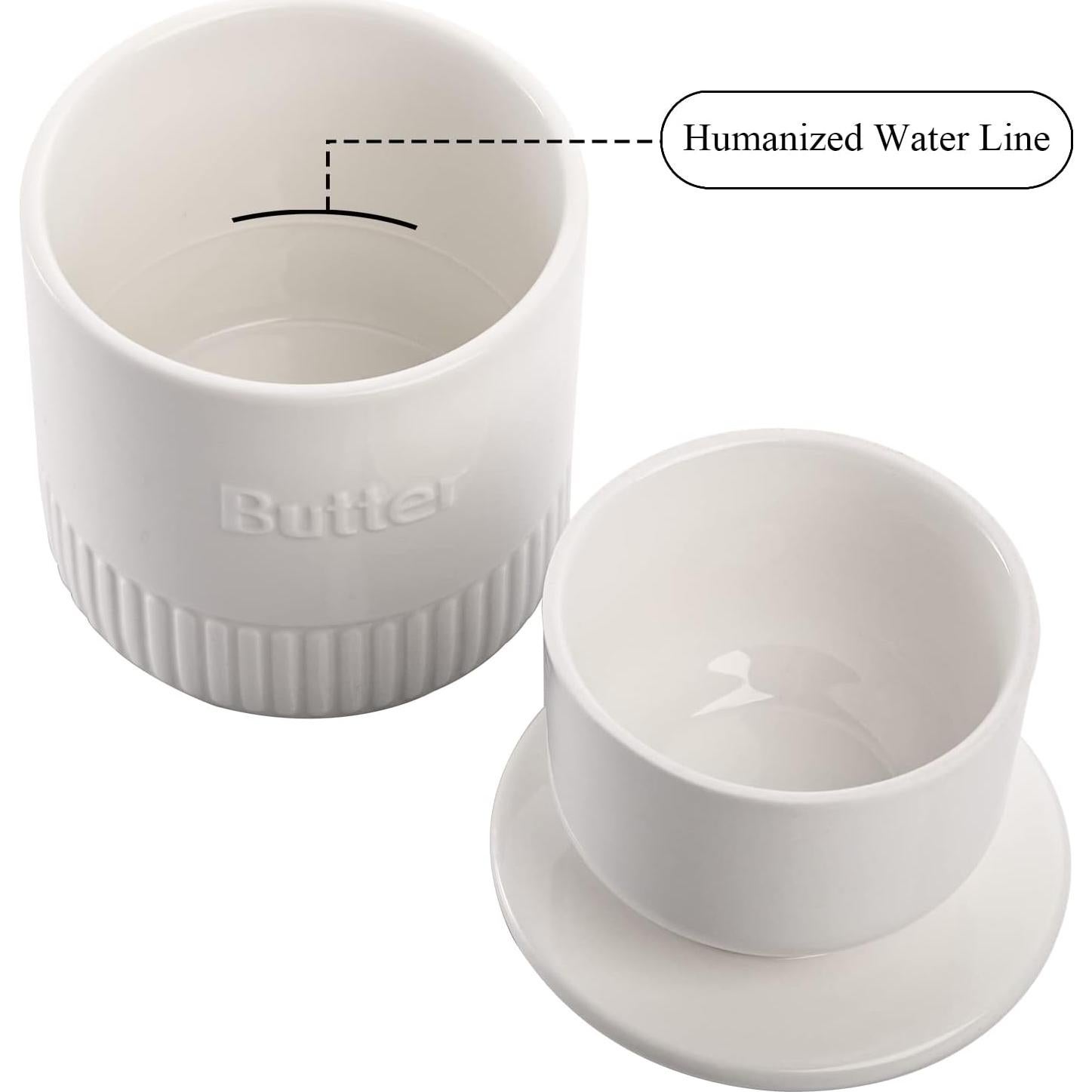 Mantequera Cerámica AVLA 2 Piezas Blanca con Agua