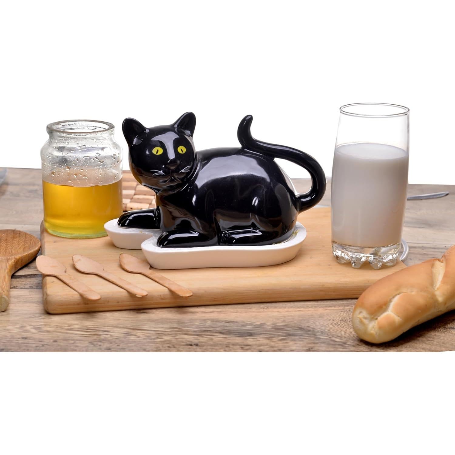 Plato de Mantequilla Gato Negro Azaliandsons 19.8x11.9cm