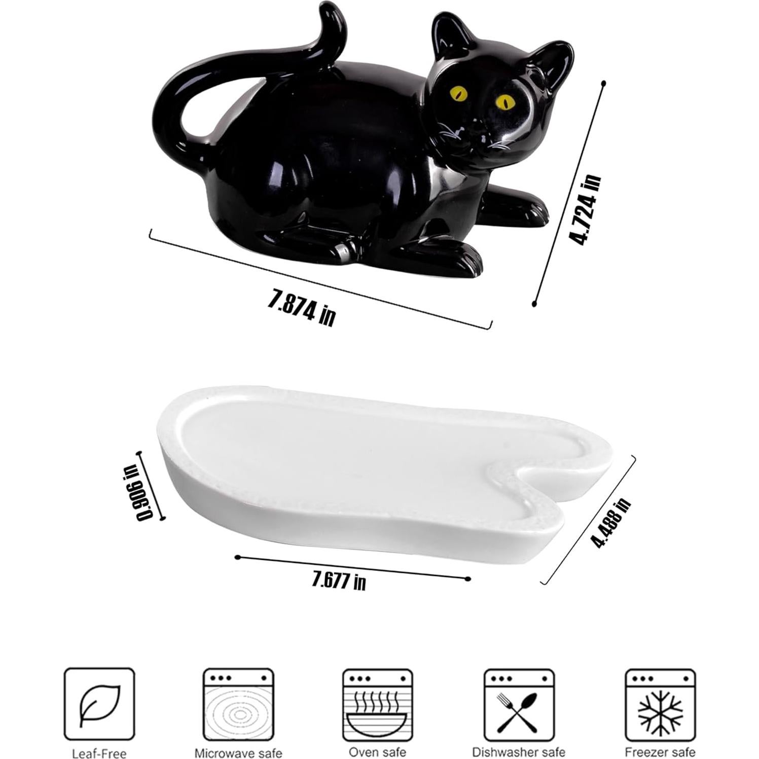 Plato de Mantequilla Gato Negro Azaliandsons 19.8x11.9cm