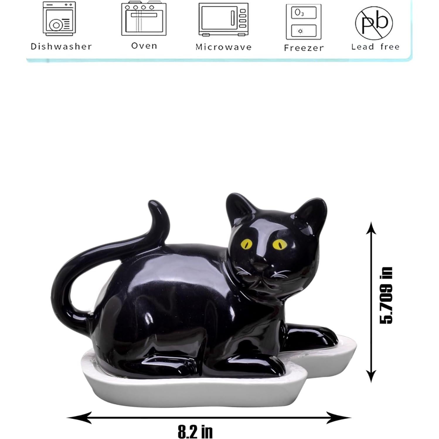 Plato de Mantequilla Gato Negro Azaliandsons 19.8x11.9cm