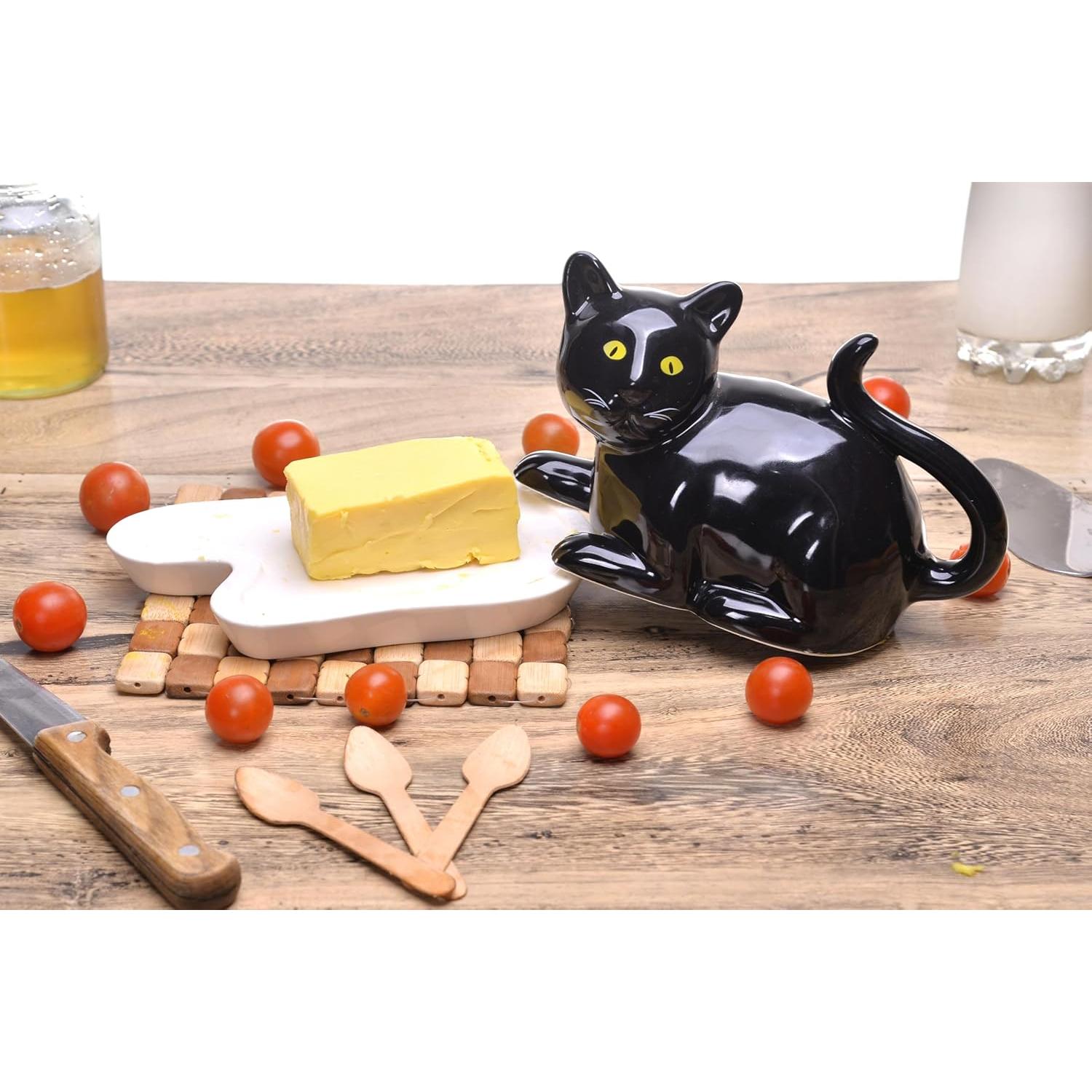 Plato de Mantequilla Gato Negro Azaliandsons 19.8x11.9cm