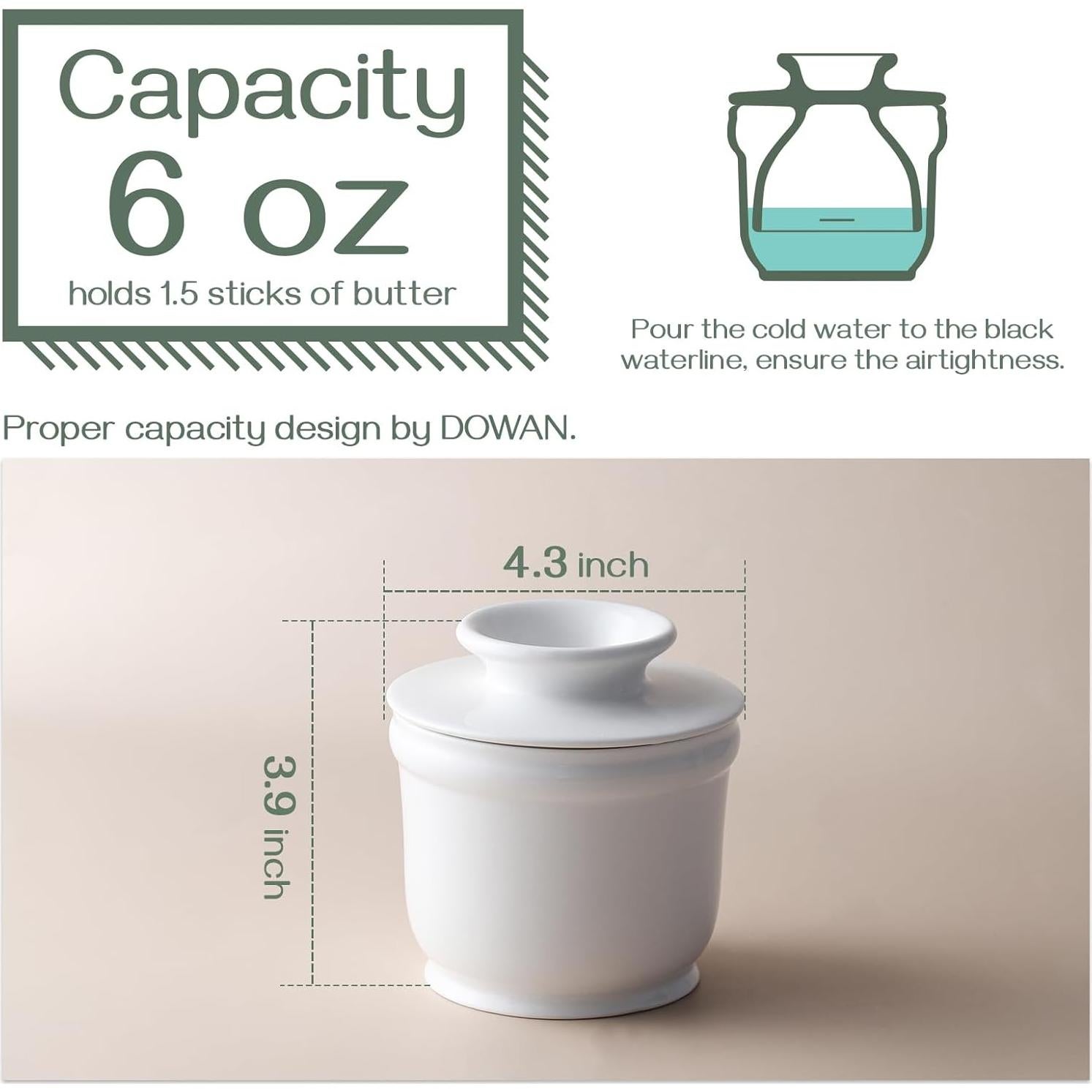 Crock de Porcelana para Mantequilla DOWAN 177ml Blanco