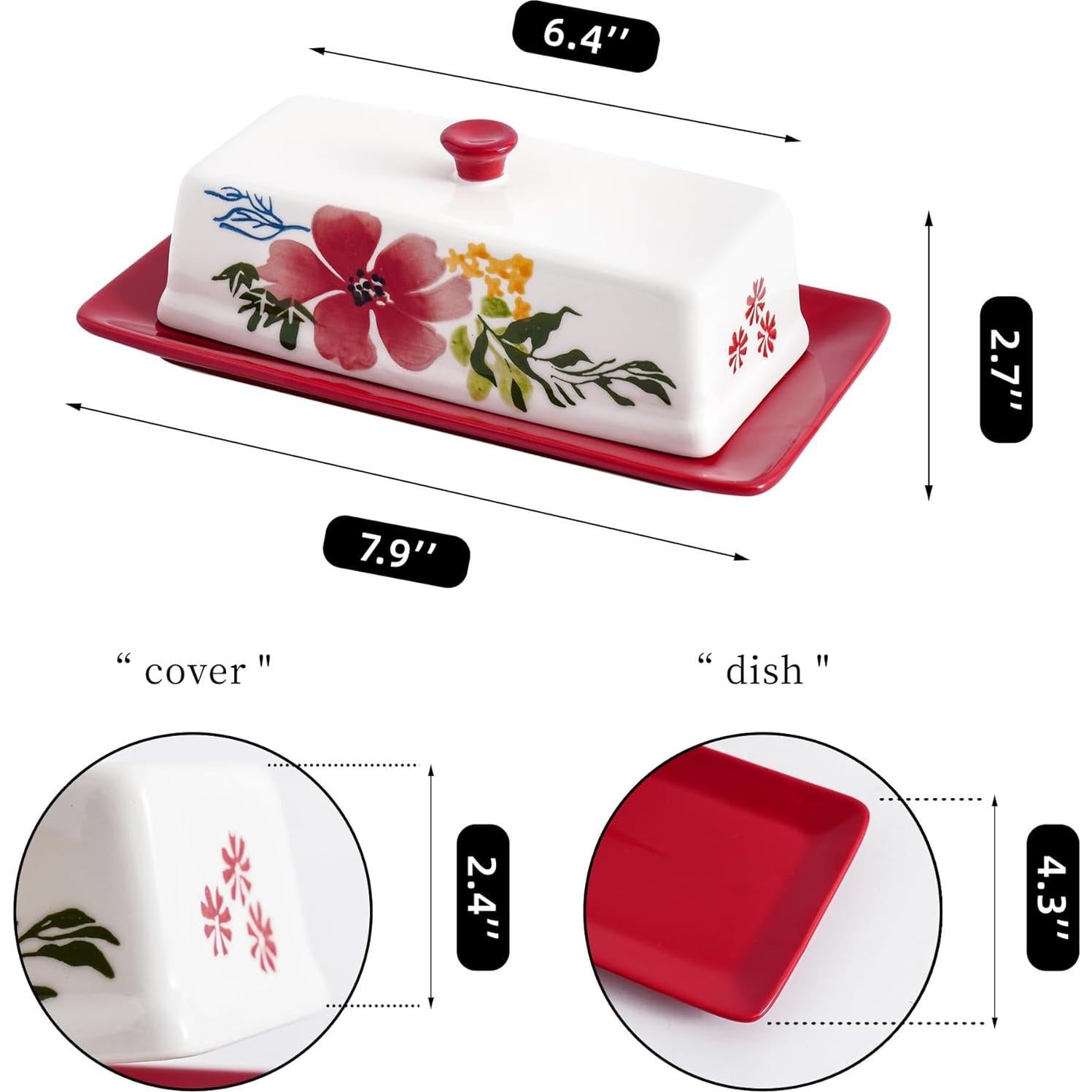 Plato para Mantequilla Cerámico Sagoskat con Tapa Rojo