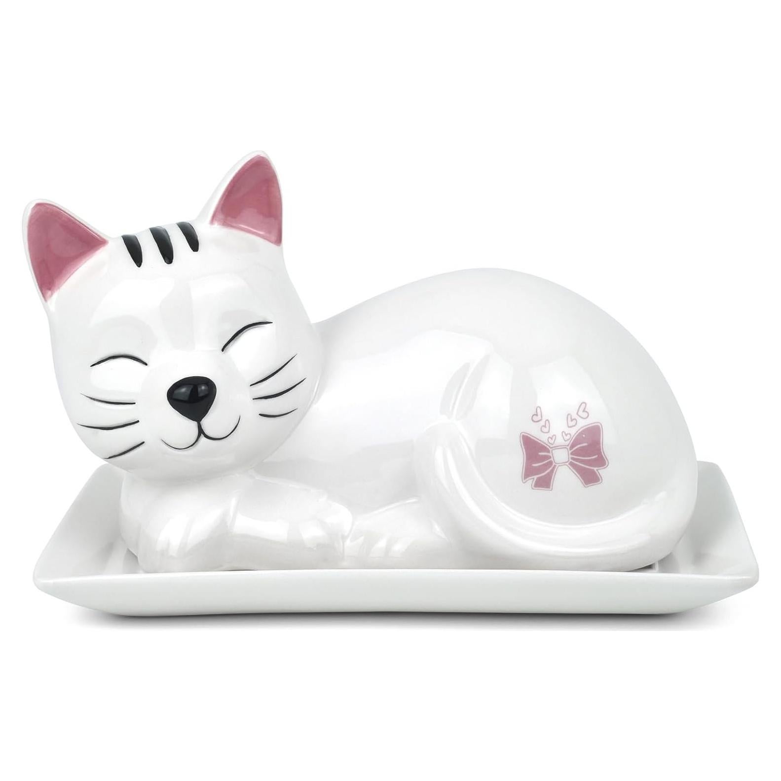 Plato para Mantequilla en Cerámica Gato con Tapa - Luxuries Life