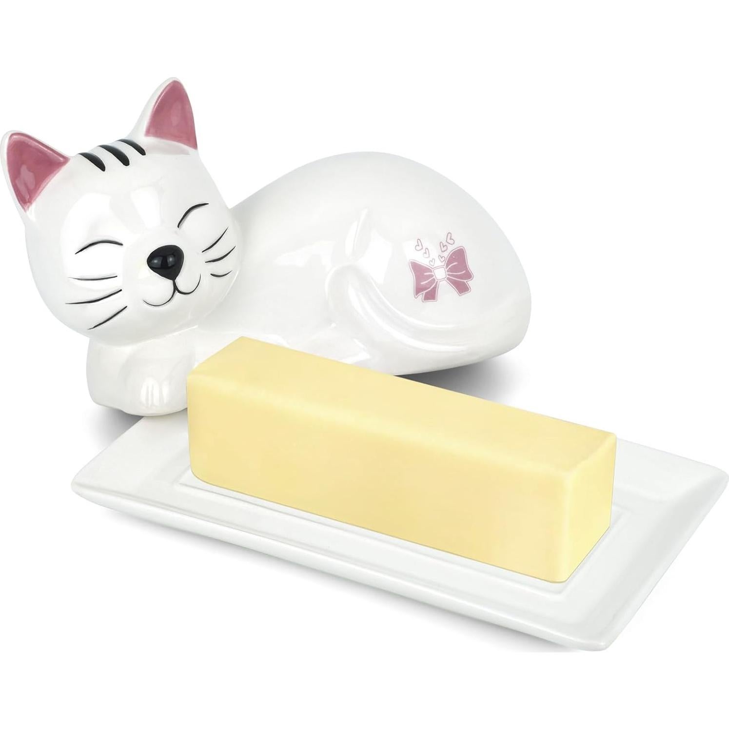 Plato para Mantequilla en Cerámica Gato con Tapa - Luxuries Life