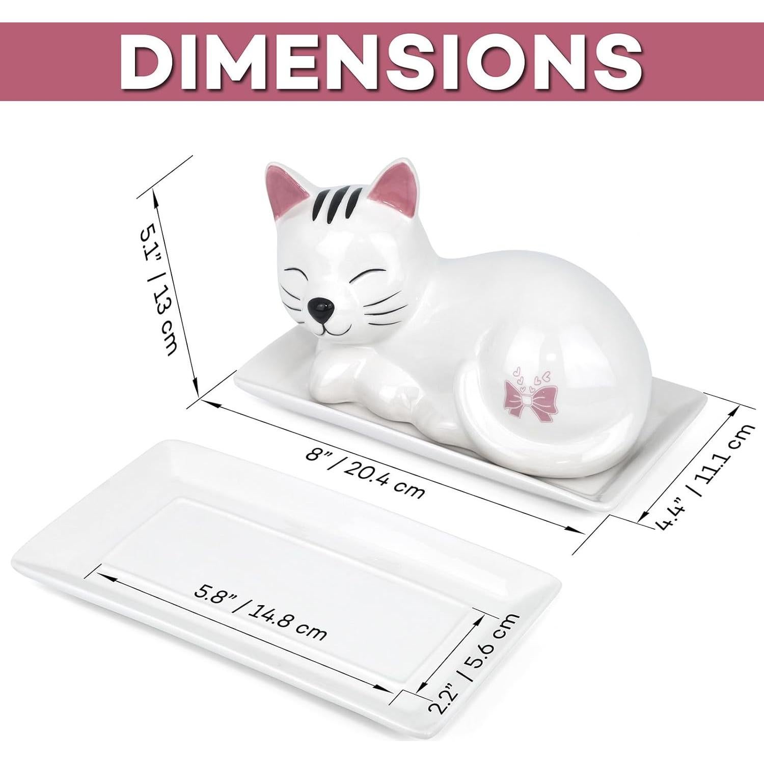Plato para Mantequilla en Cerámica Gato con Tapa - Luxuries Life