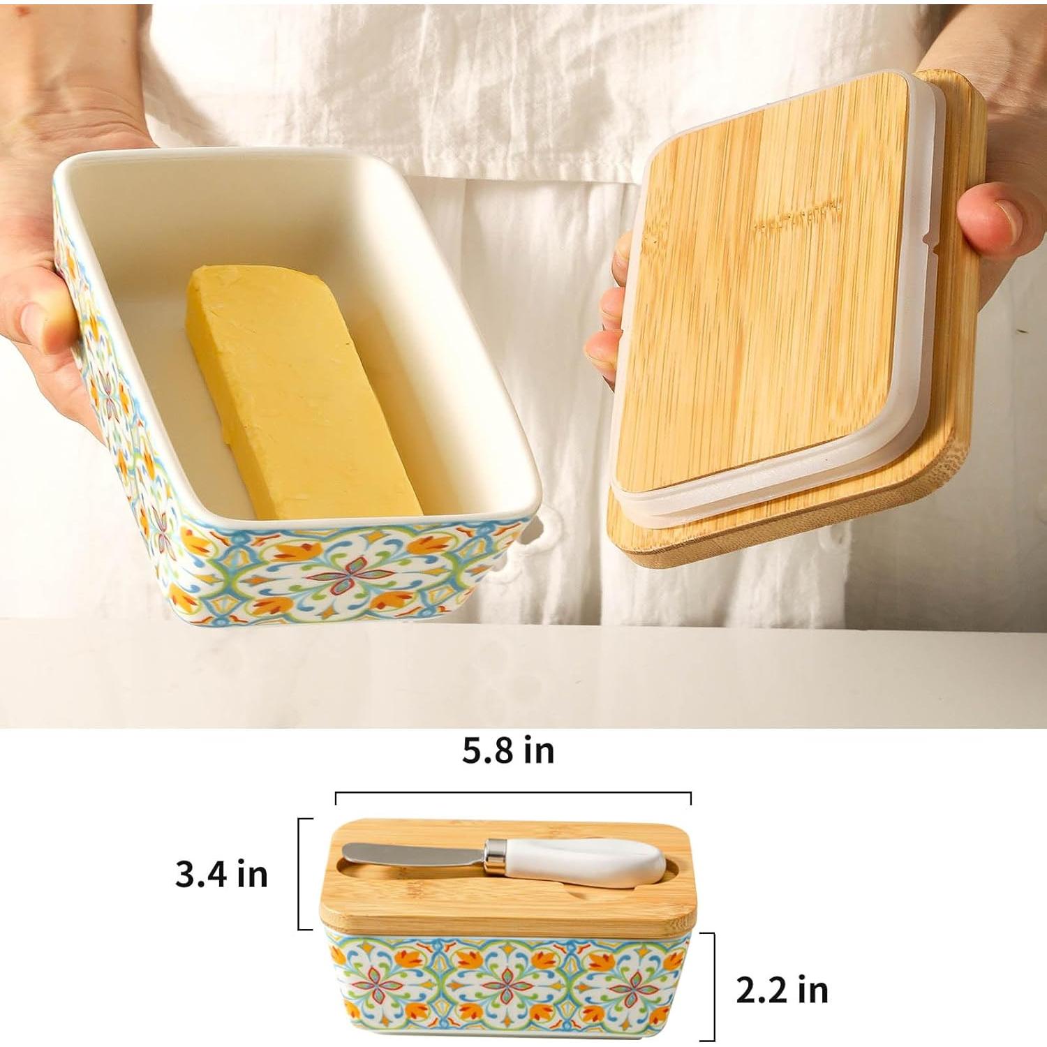 Plato de Mantequilla con Tapa Cerámica Howise Grande RetroA