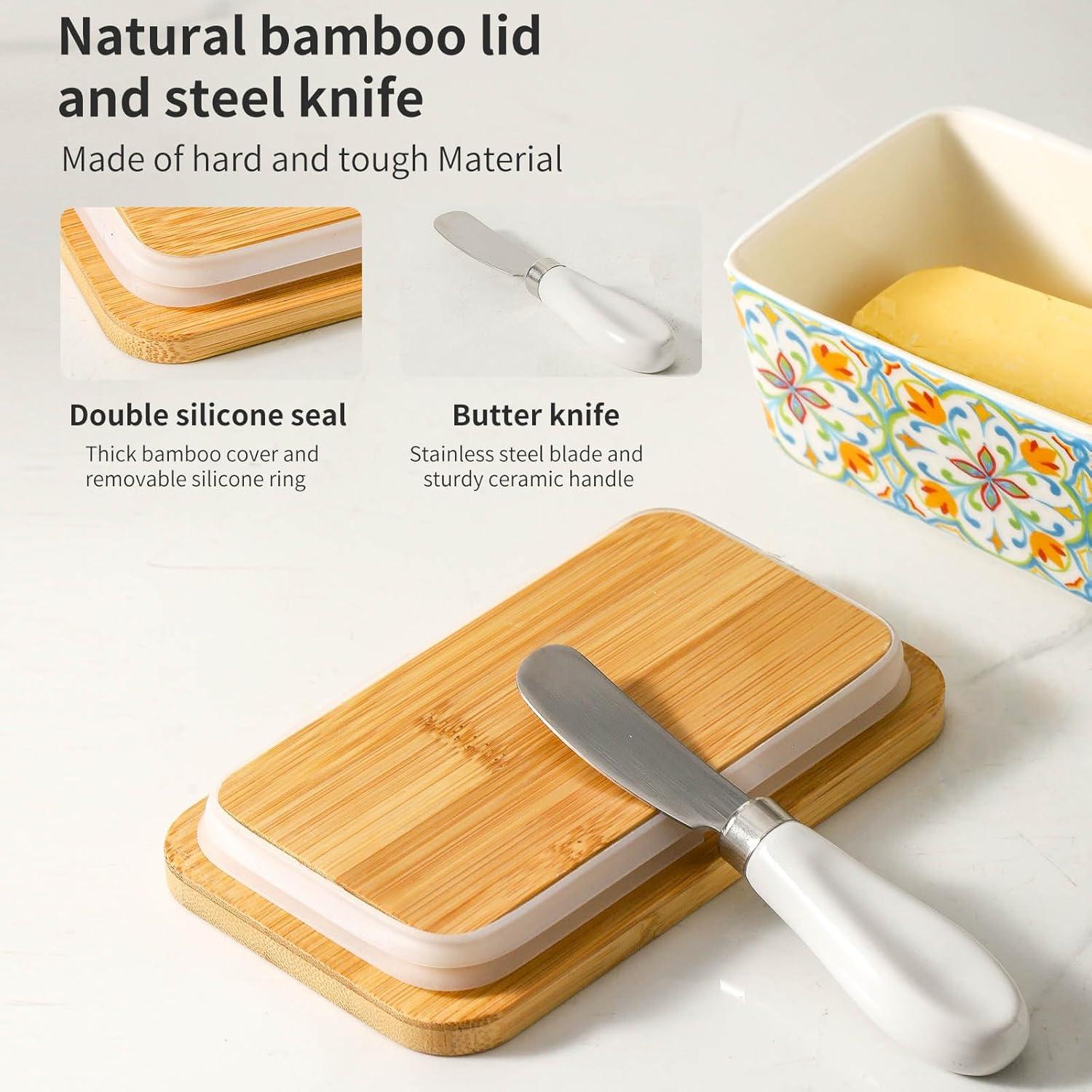 Plato de Mantequilla con Tapa Cerámica Howise Grande RetroA