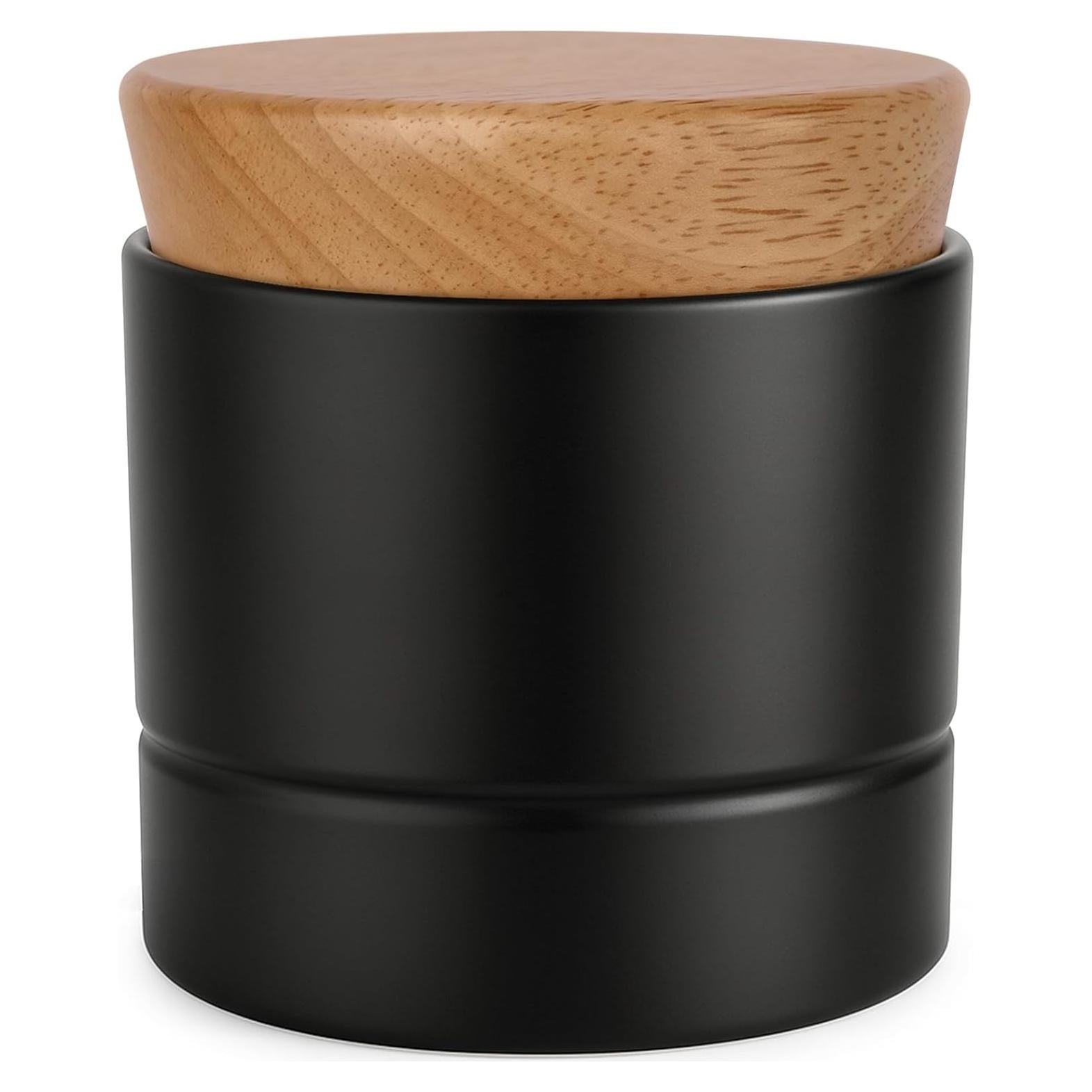 Crock de Mantequilla Samseel con Tapa de Madera 125g Negro Mate