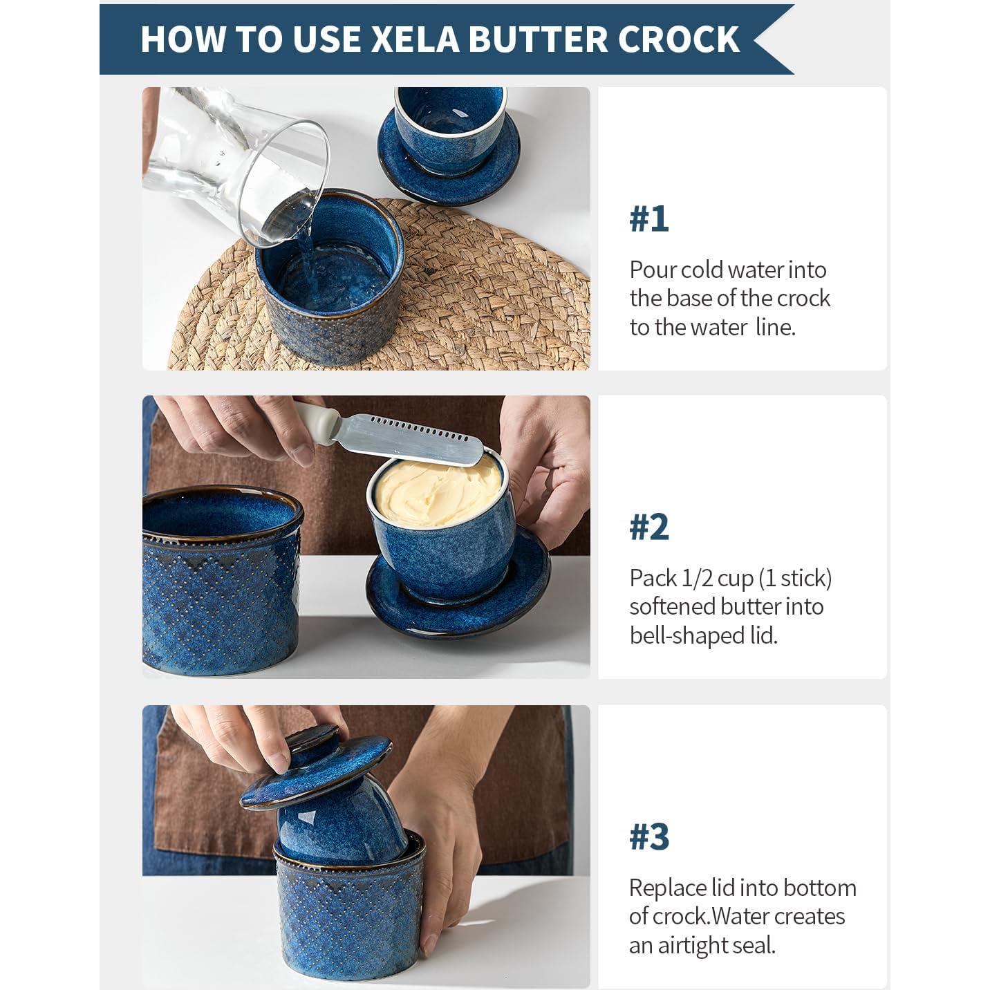 Crock de Cerámica para Mantequilla XELA - Azul - 0.77 kg
