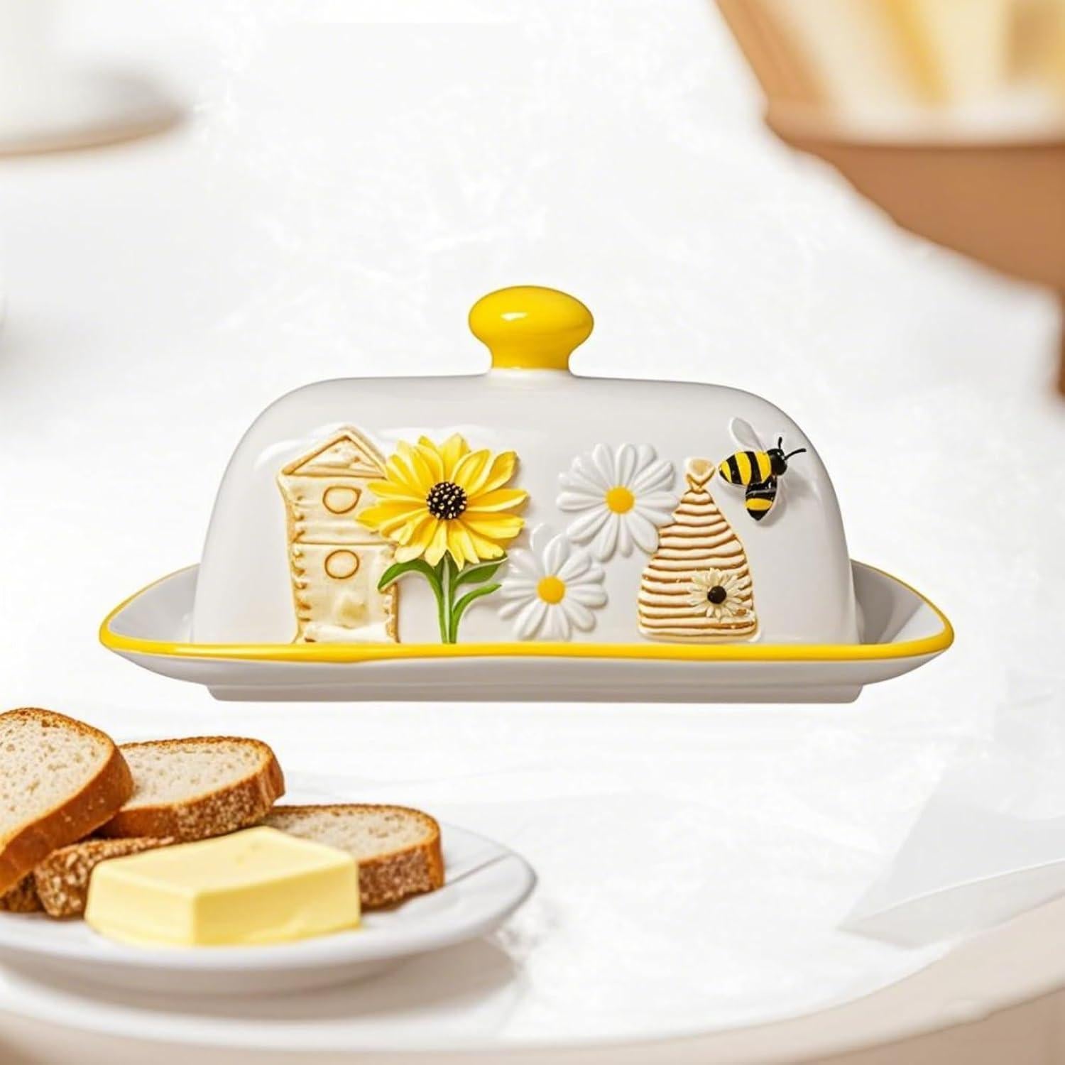 Plato de Mantequilla Cerámica HAN SHENG con Tapa 22.1x12.4cm