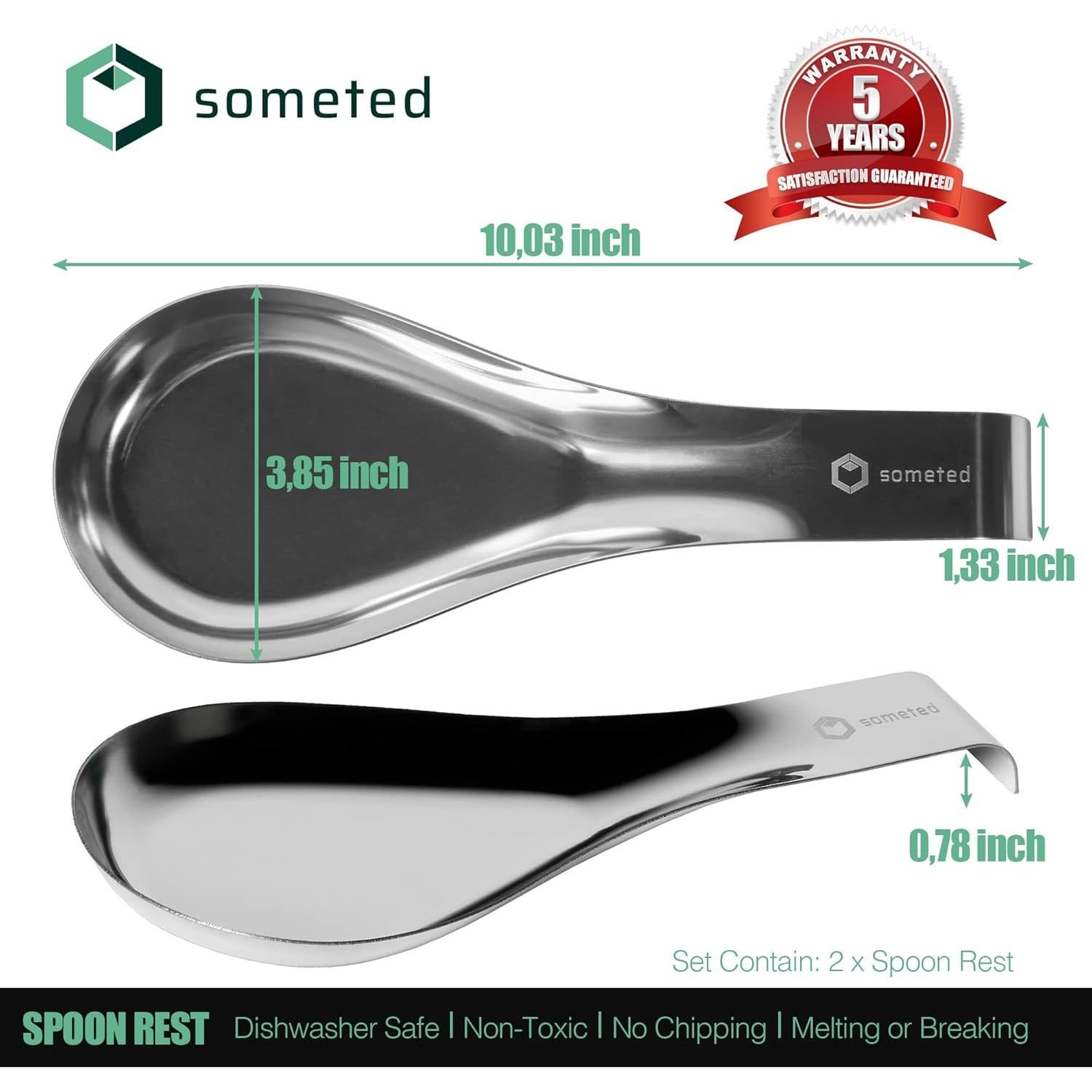 Set de Soporte para Cucharas Acero Inoxidable SOMETED - 2 Piezas