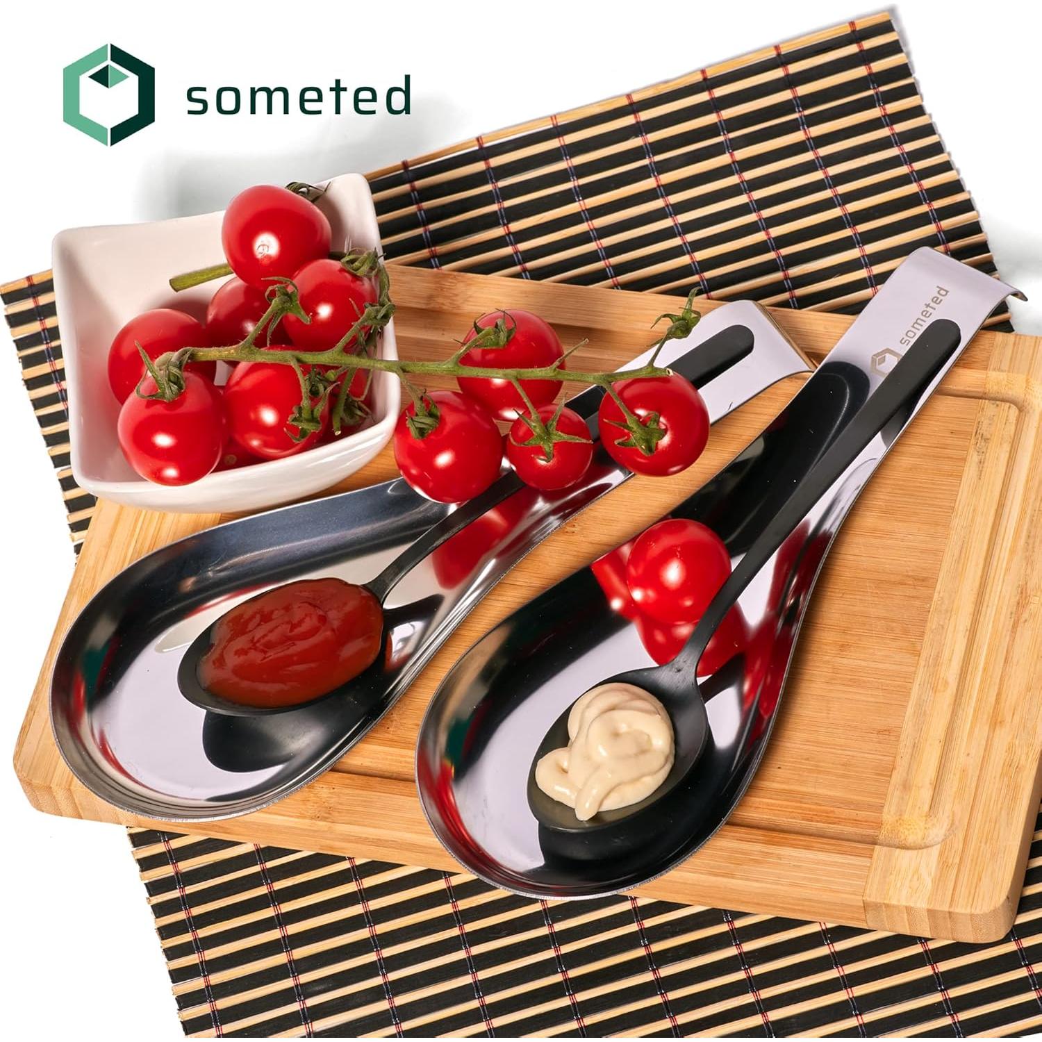 Set de Soporte para Cucharas Acero Inoxidable SOMETED - 2 Piezas