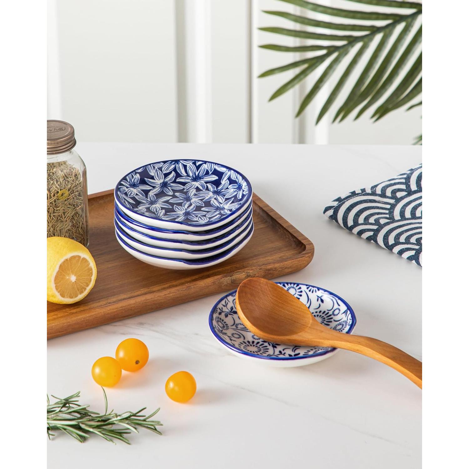 Set de 6 Reposapucheros de Cerámica vancasso SELENE Azul y Blanco