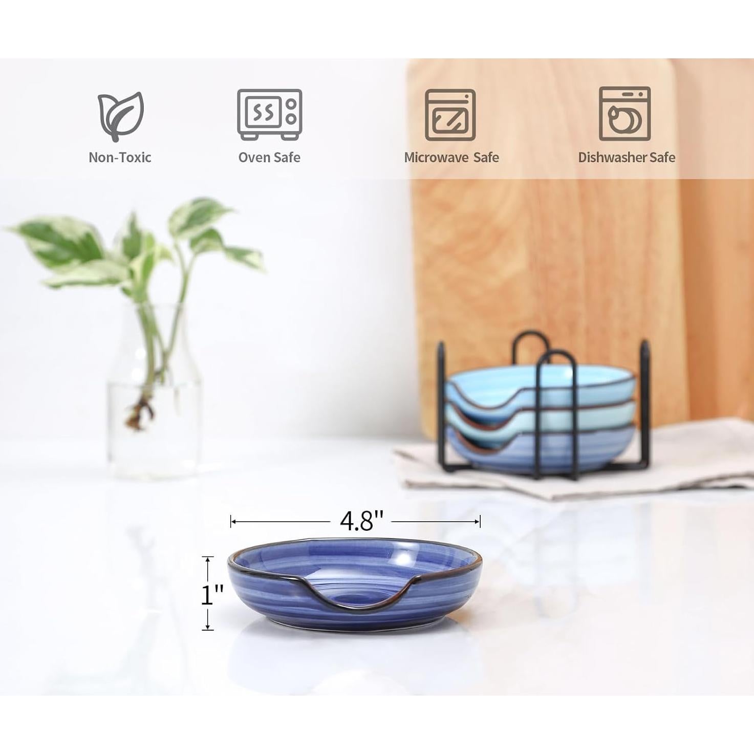 Soporte para Cucharas de Cerámica Selamica Set de 4 Azul