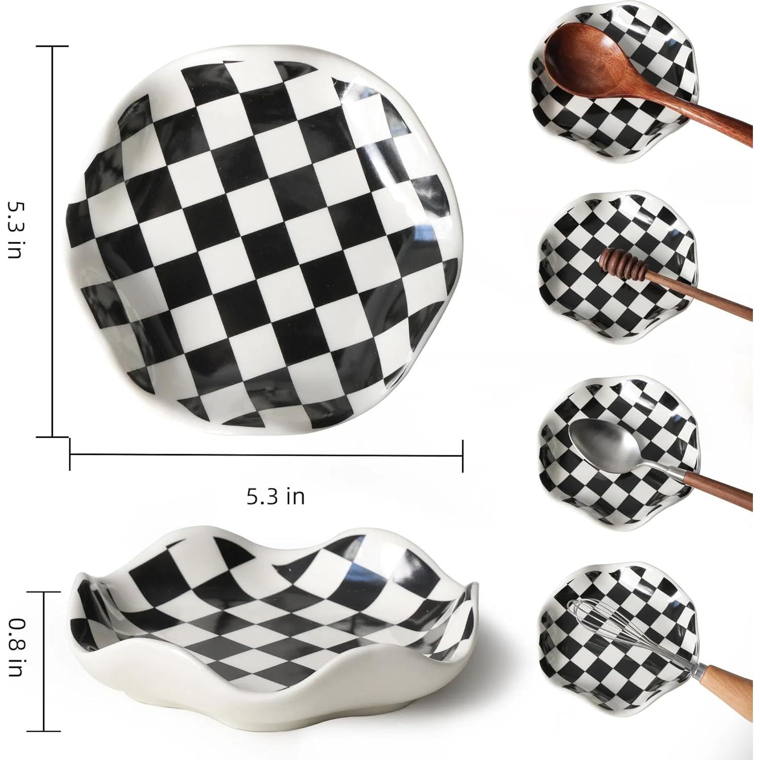 Soporte para cuchara cerámica Fashionstorm a cuadros 2 unidades