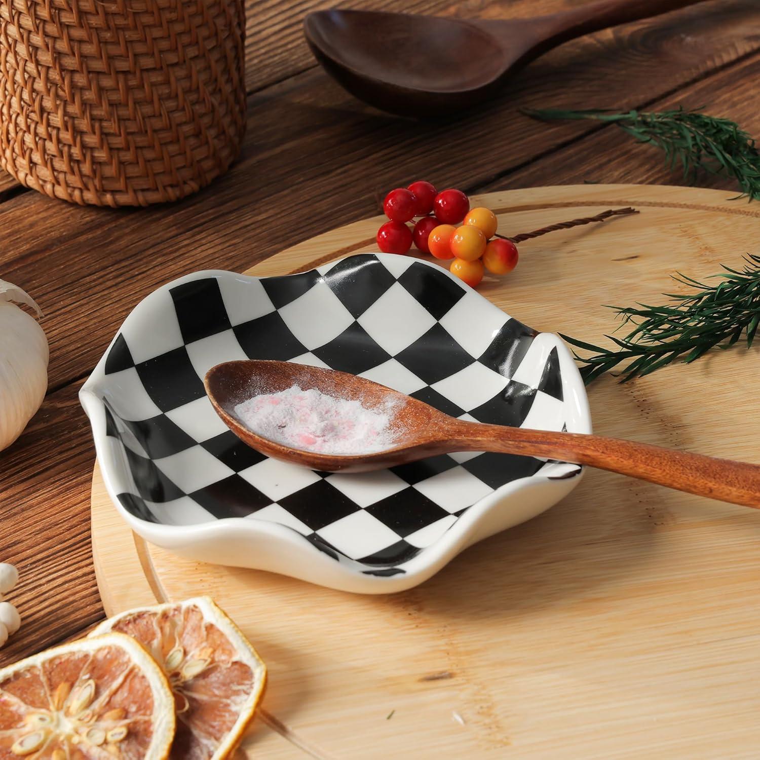 Soporte para cuchara cerámica Fashionstorm a cuadros 2 unidades