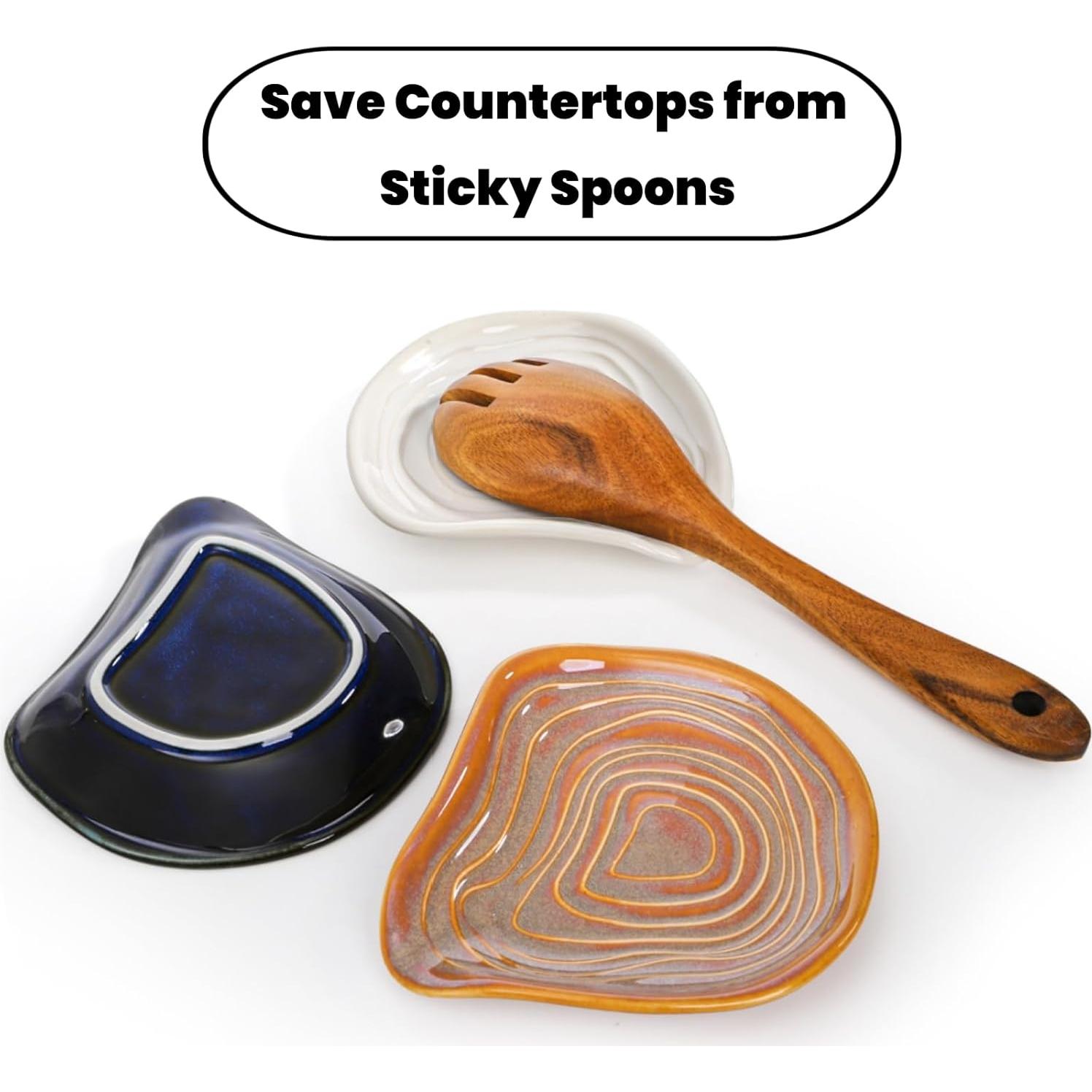 Paquete de 3 Soportes para Cucharas YIMITEE Cerámica 14.5 cm