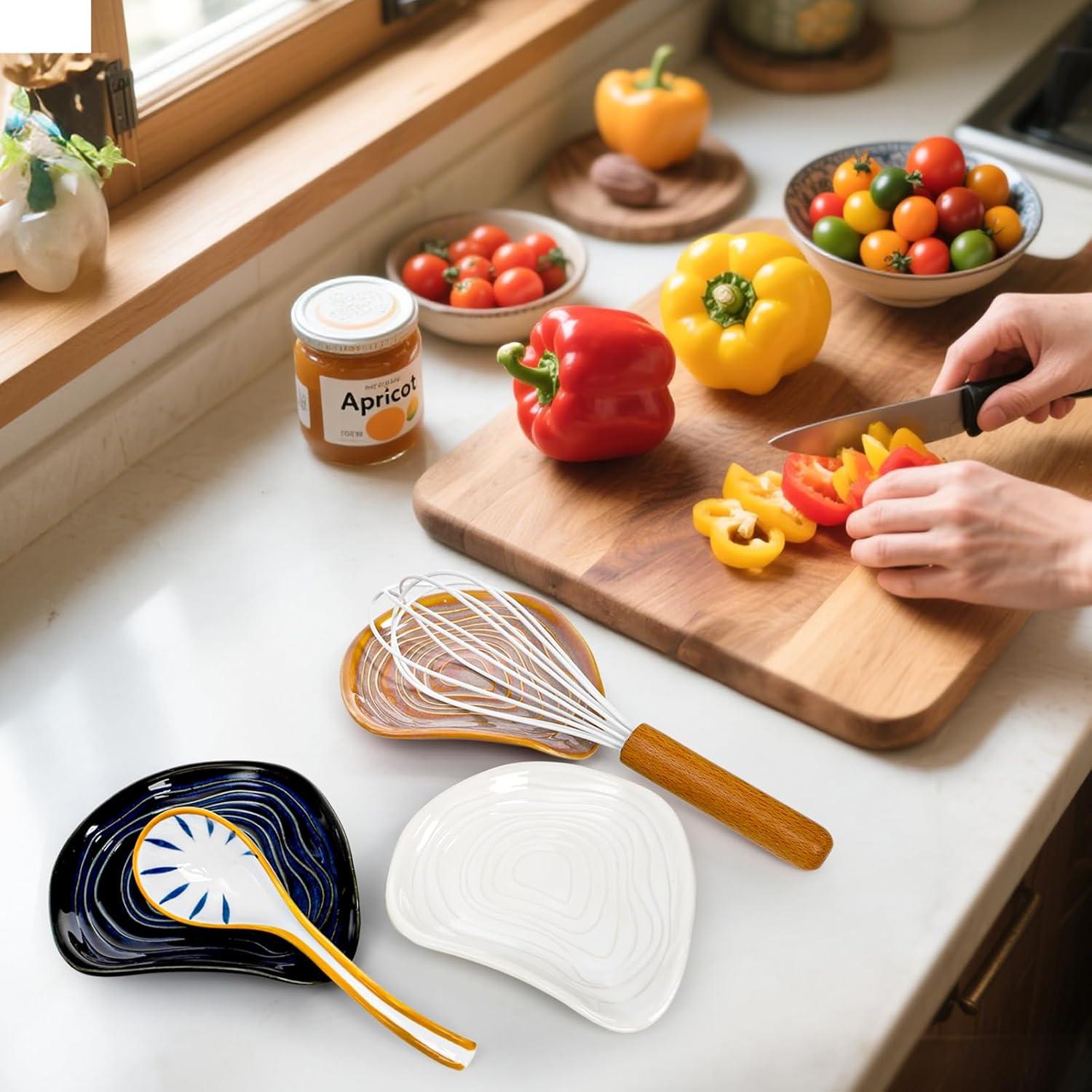 Paquete de 3 Soportes para Cucharas YIMITEE Cerámica 14.5 cm