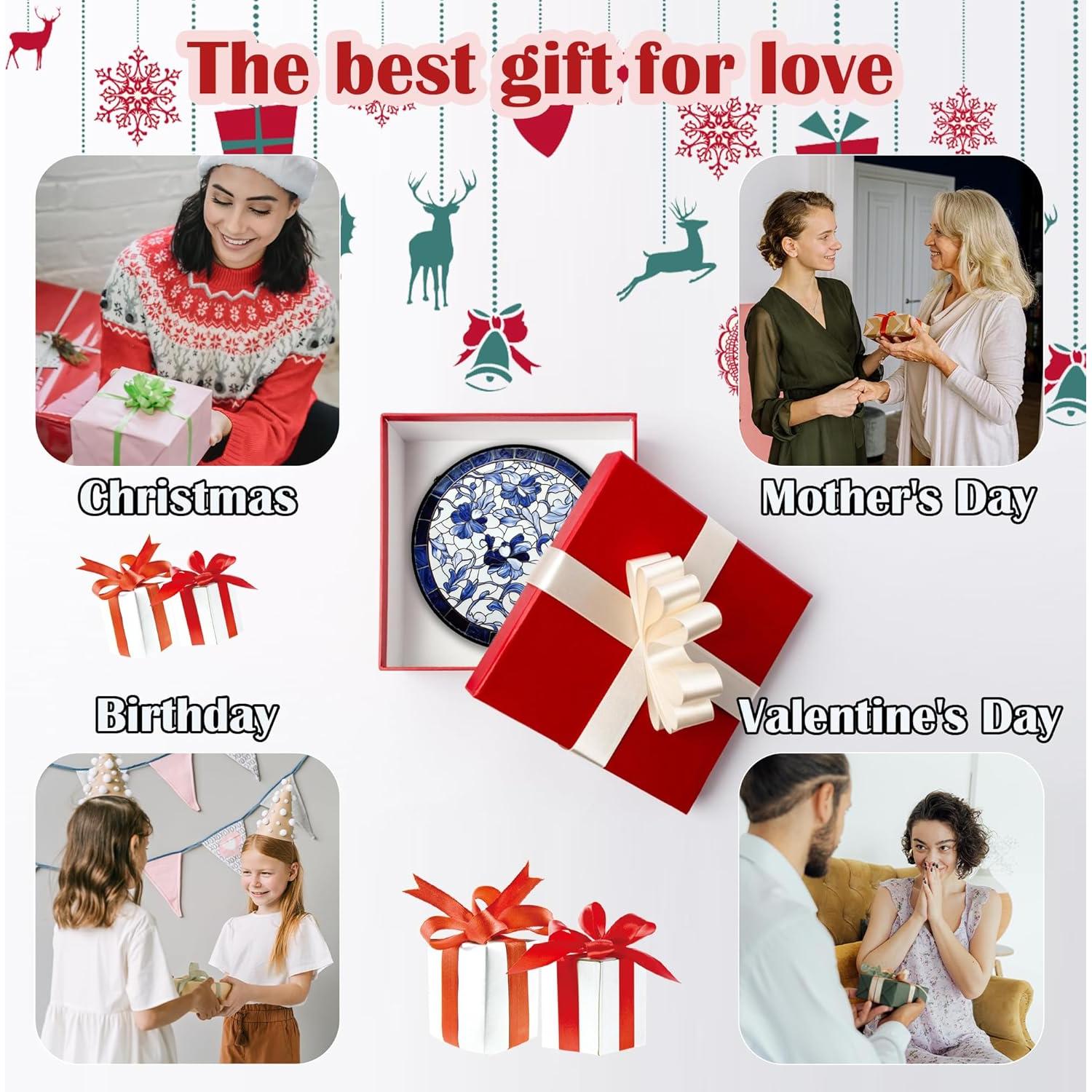 Colgante de Ventana de Vidrio Templado 19.8 cm Azul Floral