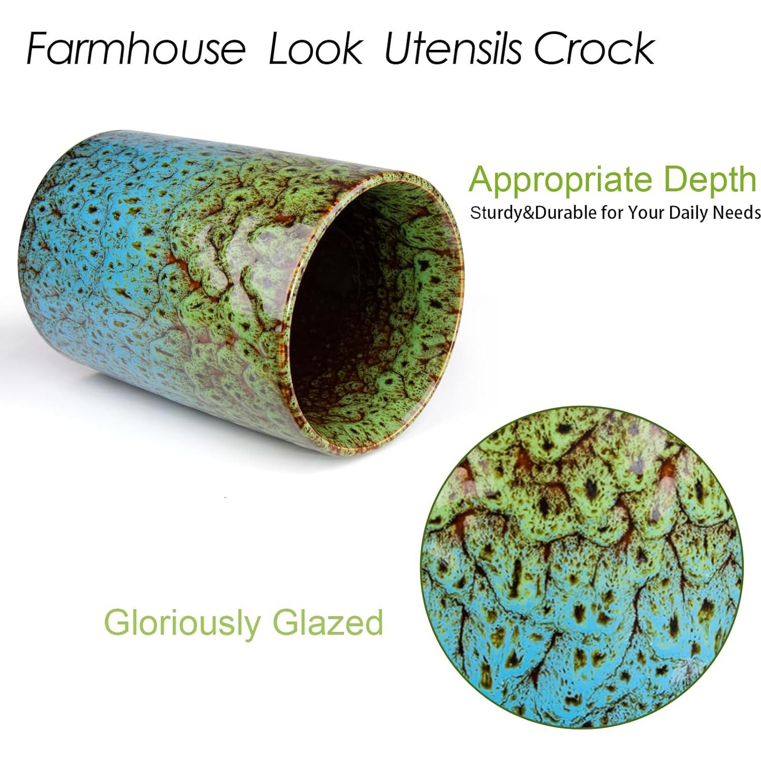 Soporte de Utensilios de Cerámica YINUOWEI Verde y Azul 12.2x17cm