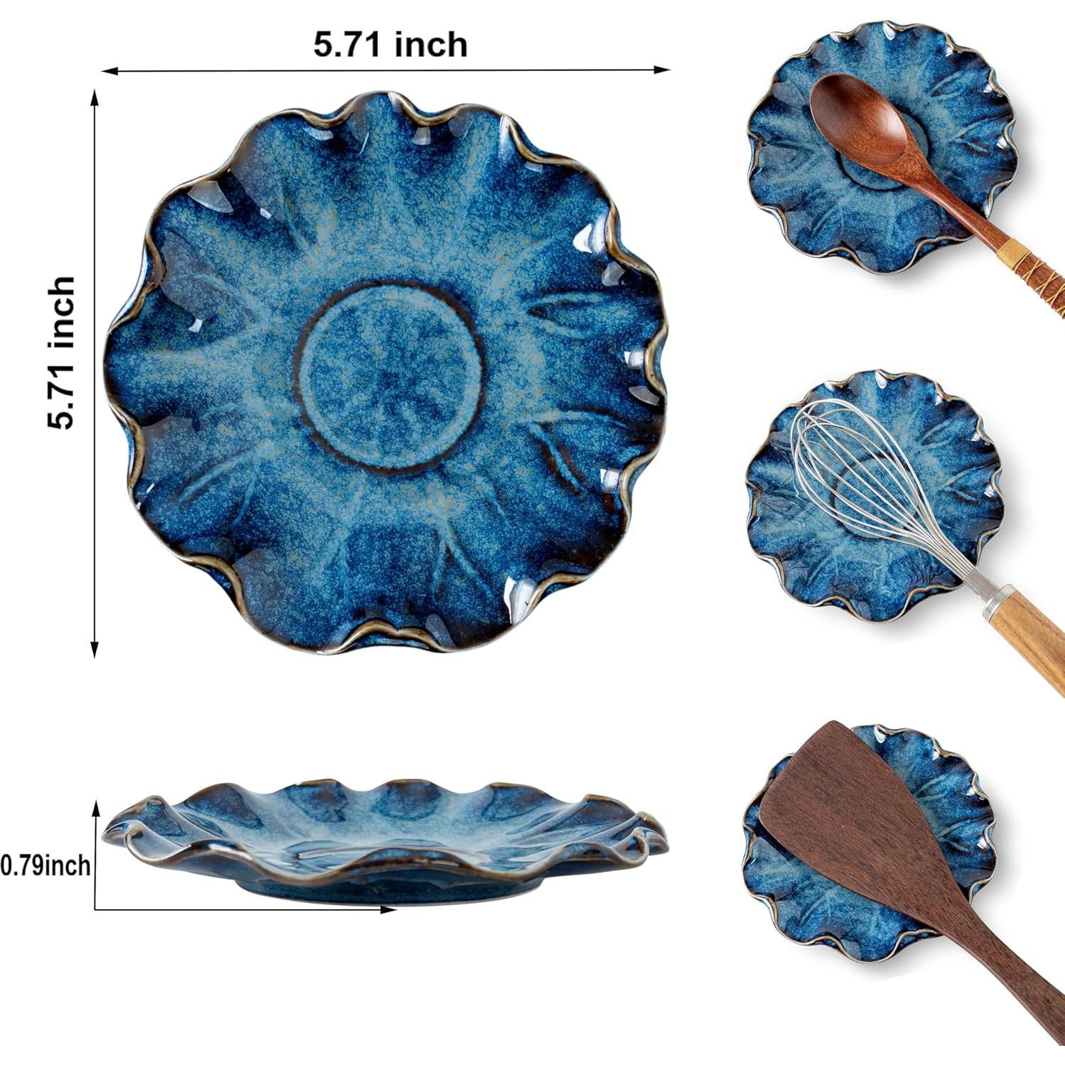 Soporte para Cucharas Cerámico SHIDACHENG Azul Gradiente 14.5cm