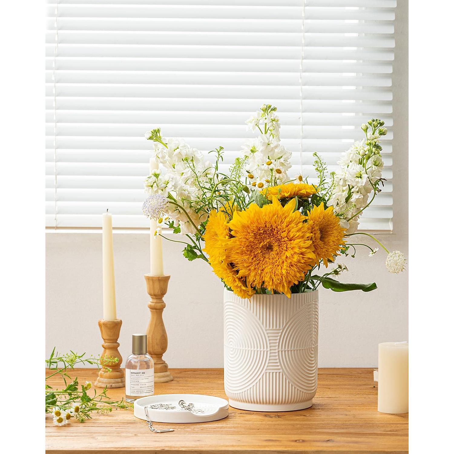 Soporte de Utensilios de Cocina Cerámica SWKIEN 2 en 1 Blanco