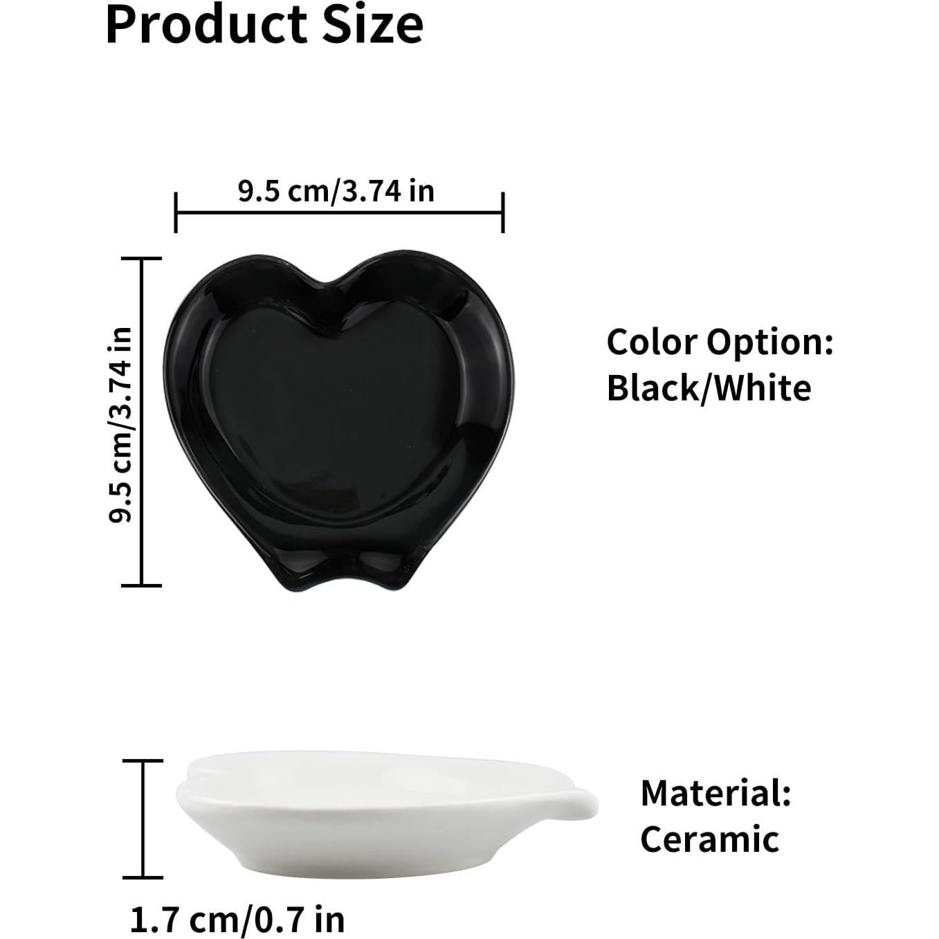 Descanso de cuchara de cerámica corazón negro 12cm para café