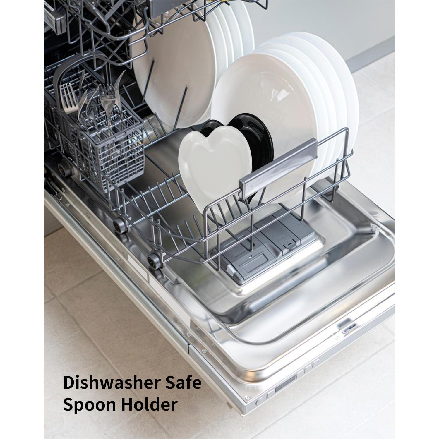 Descanso de cuchara de cerámica corazón negro 12cm para café