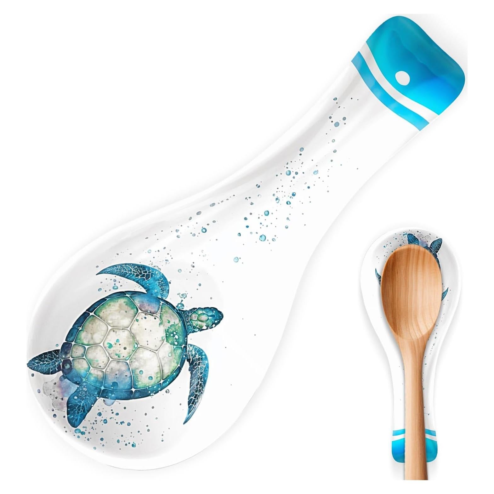 Soporte para cuchara de cerámica tortuga marina Rengöra 25.4x10.8cm