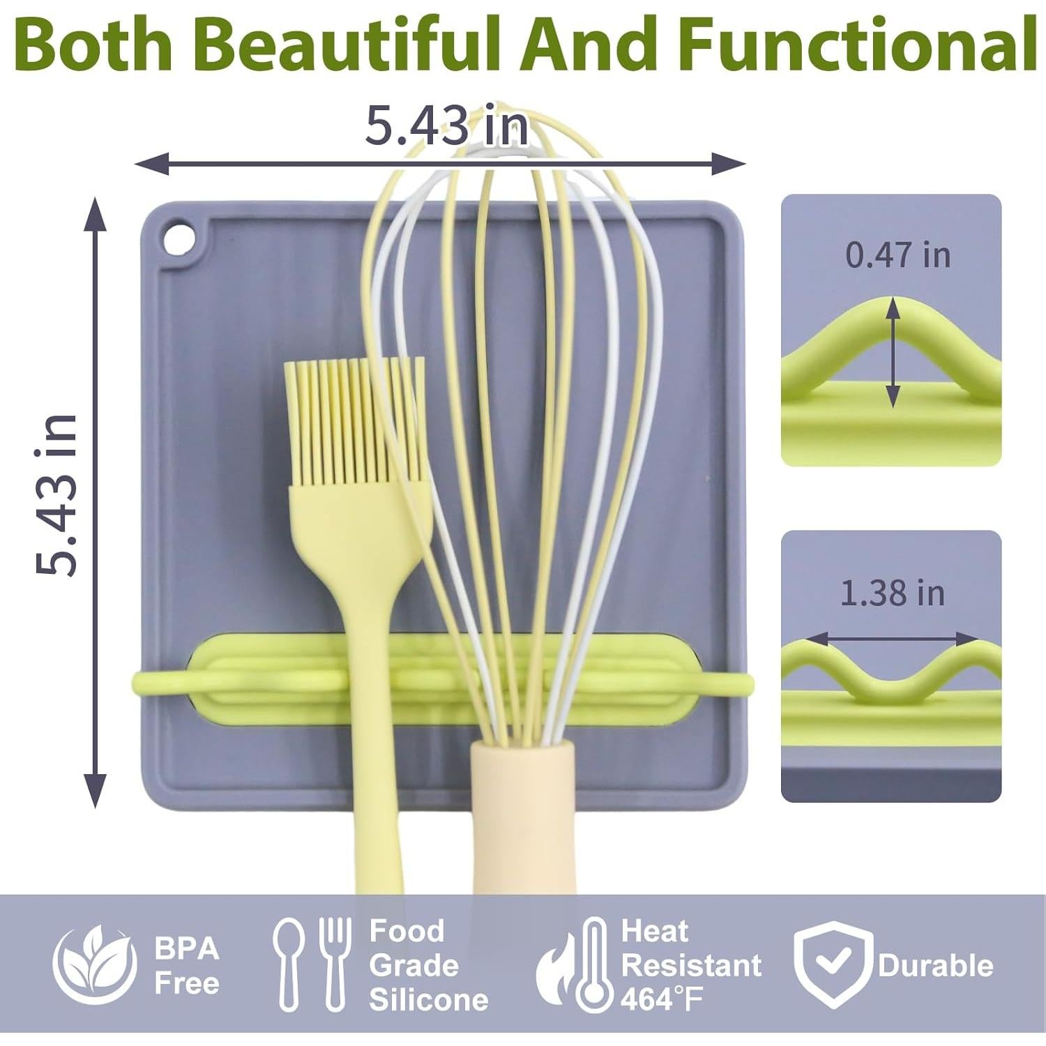 Soporte de Cuchara de Silicona KJY Antideslizante Gris y Ciruela