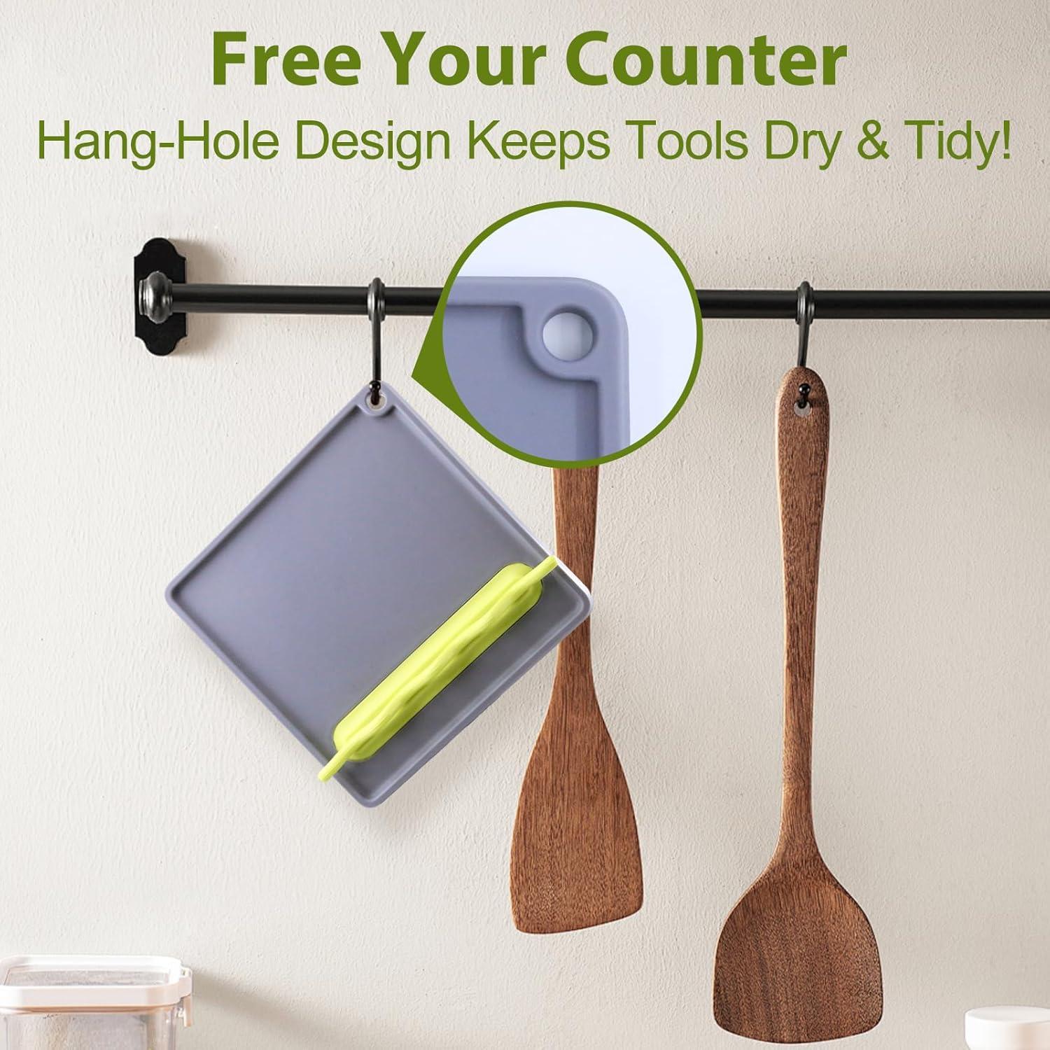 Soporte de Cuchara de Silicona KJY Antideslizante Gris y Ciruela