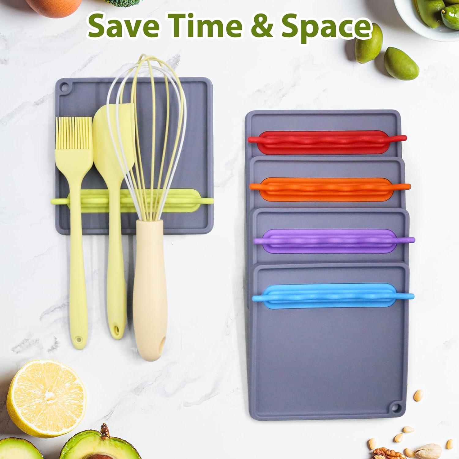 Soporte de Cuchara de Silicona KJY Antideslizante Gris y Ciruela