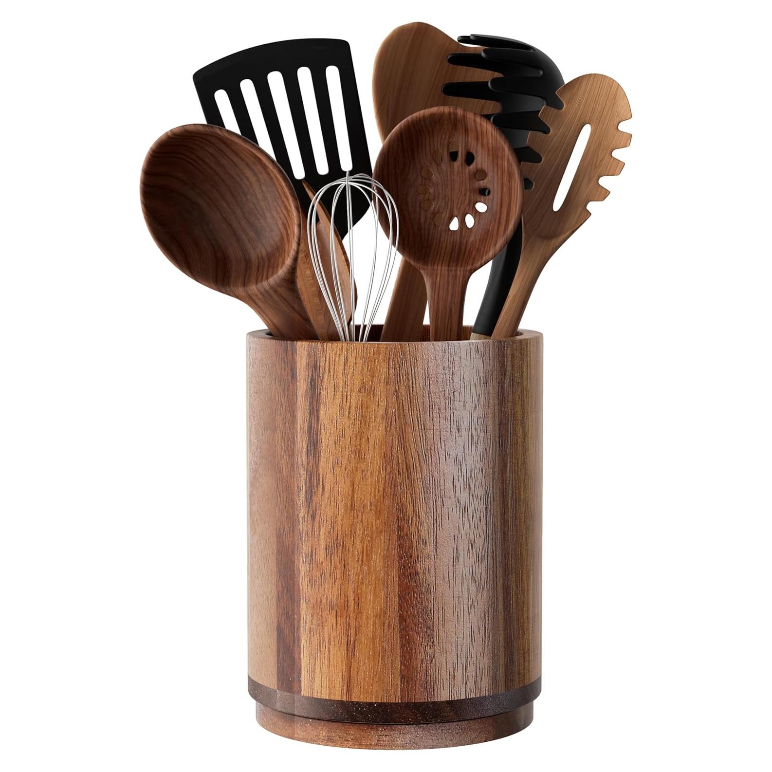 Soporte de Utensilios de Cocina Segtenant de Madera Acacia 18.3 cm