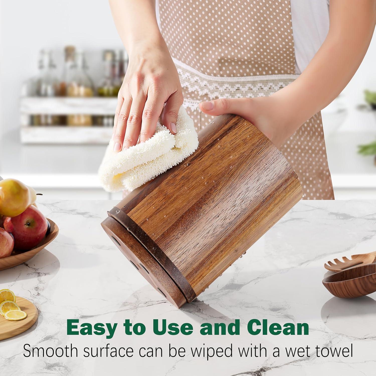 Soporte de Utensilios de Cocina Segtenant de Madera Acacia 18.3 cm