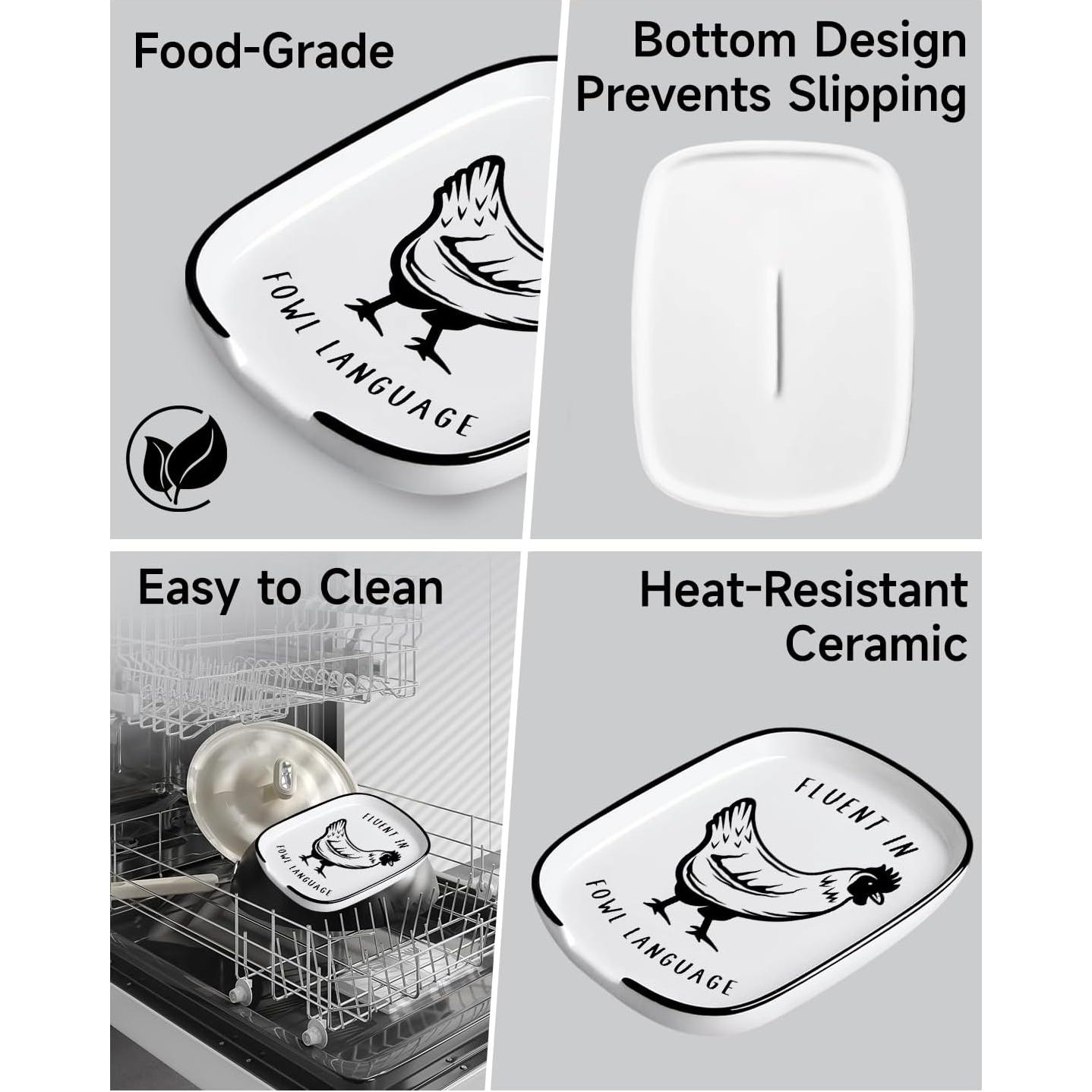 Reposa Cucharas de Cerámica MBRUH Gallo 29.21x12.7cm