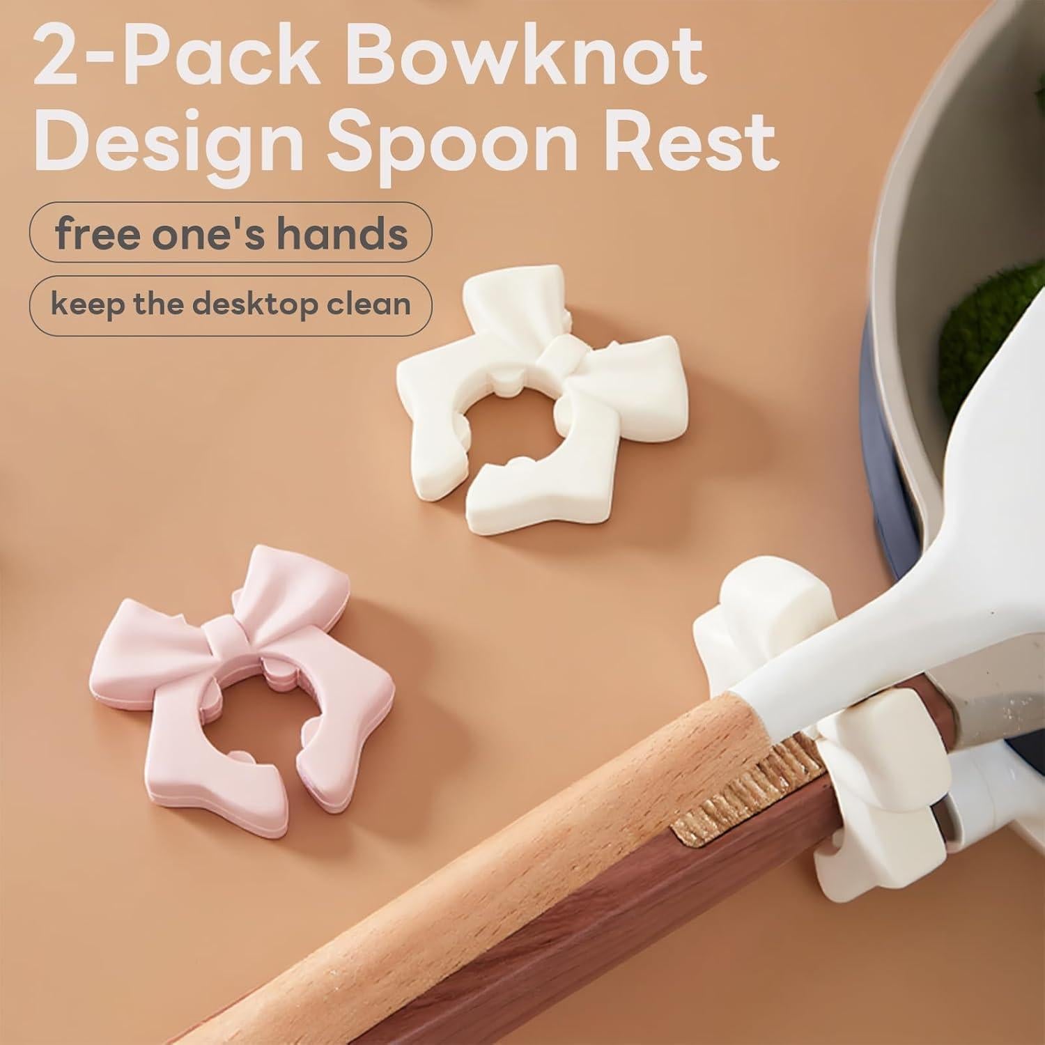 Soporte de Espátula de Silicona YSYL, Paquete de 2, Rosa y Beige