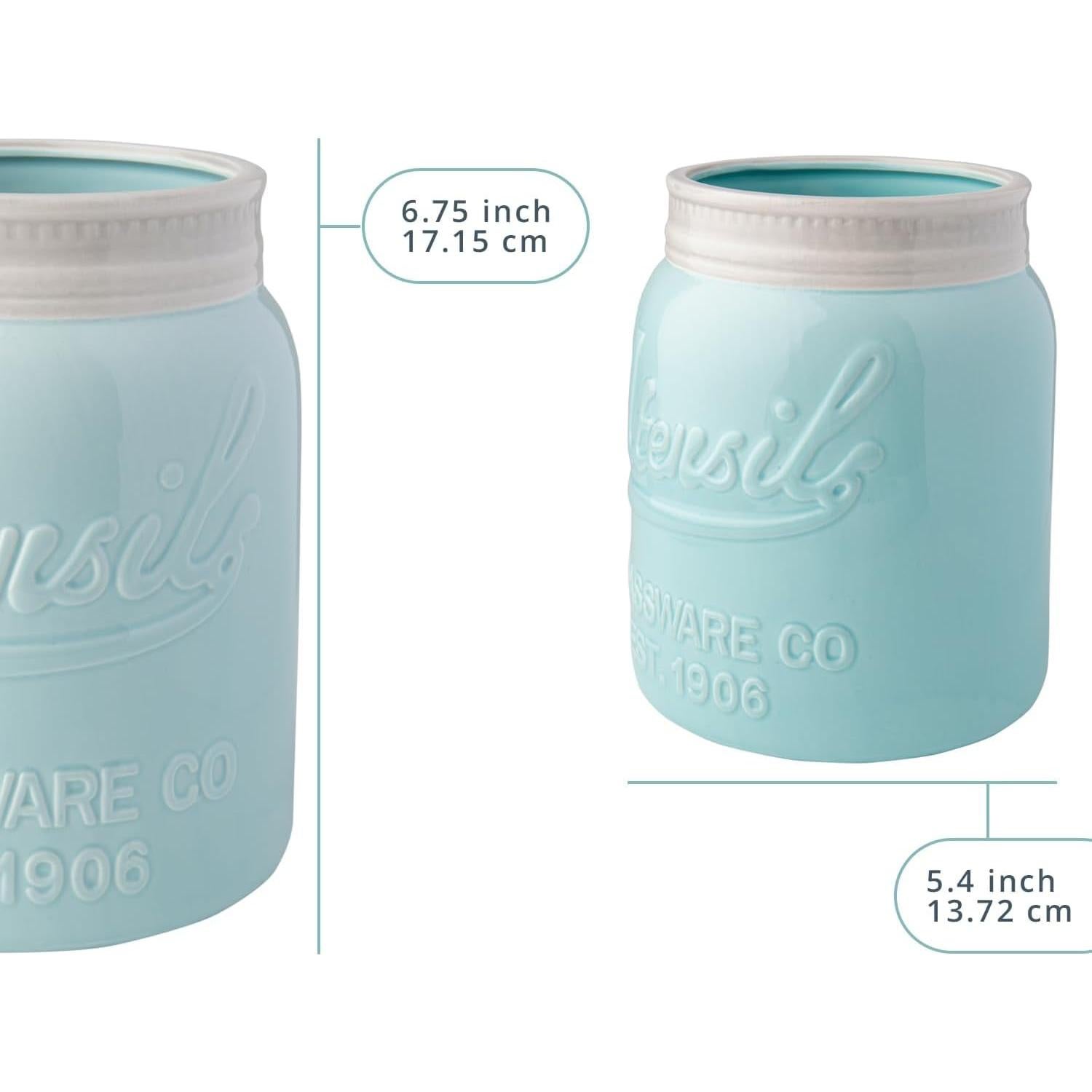 Soporte para Utensilios Comfify Tarro Mason Boca Ancha Azul 17 cm