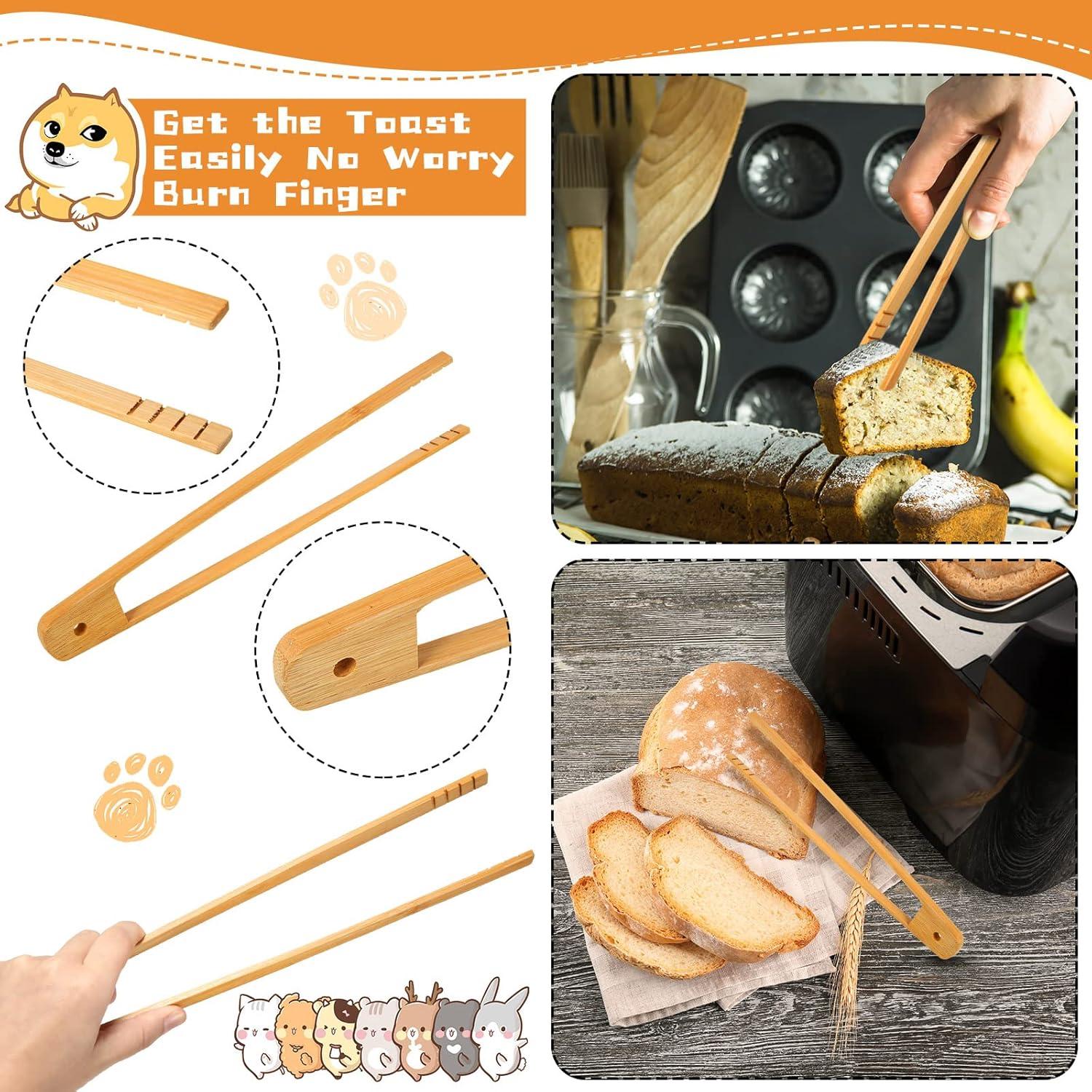 Juego de Utensilios de Cocina de Bambú eBoot - 7 Piezas con Soporte y Clip - Diseño de Perro