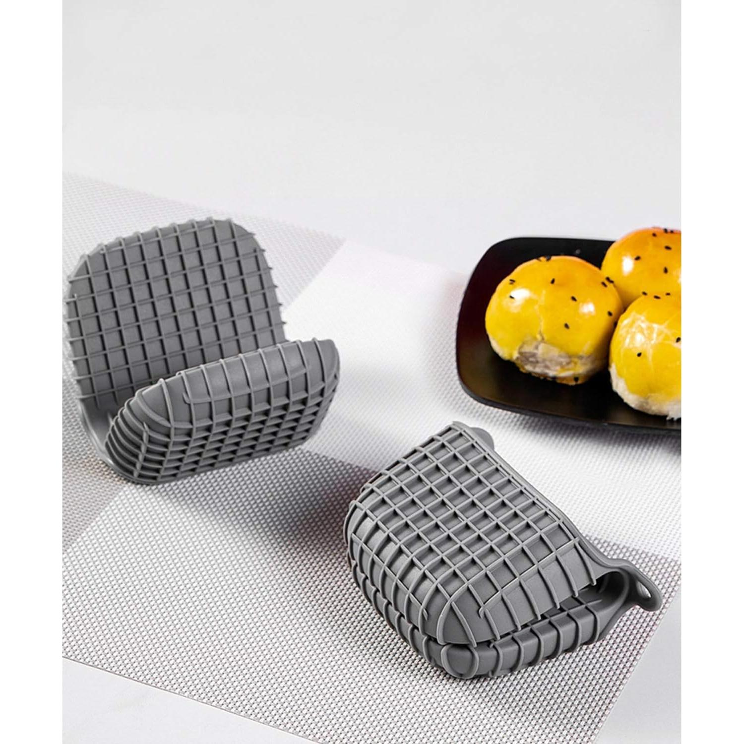 Juego de Manoplas de Silicona Kalopro para Horno - Gris Cuadrado