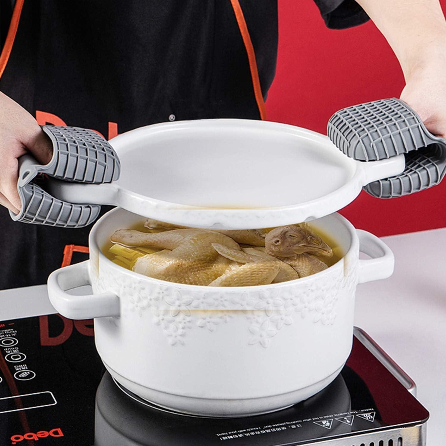 Juego de Manoplas de Silicona Kalopro para Horno - Gris Cuadrado