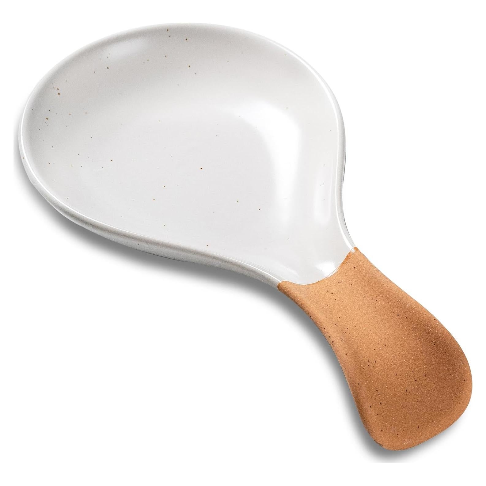 Soporte para cuchara de cerámica CAIGMO blanco y terracota
