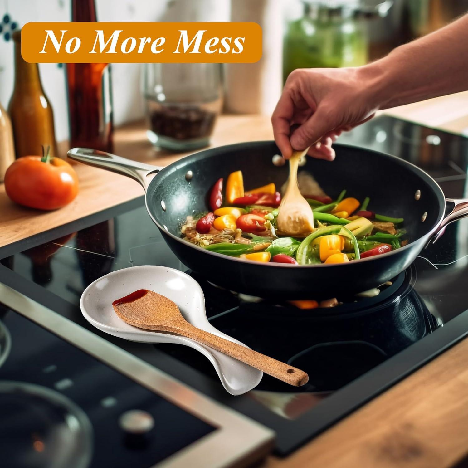 Soporte para cuchara de cerámica CAIGMO blanco y terracota