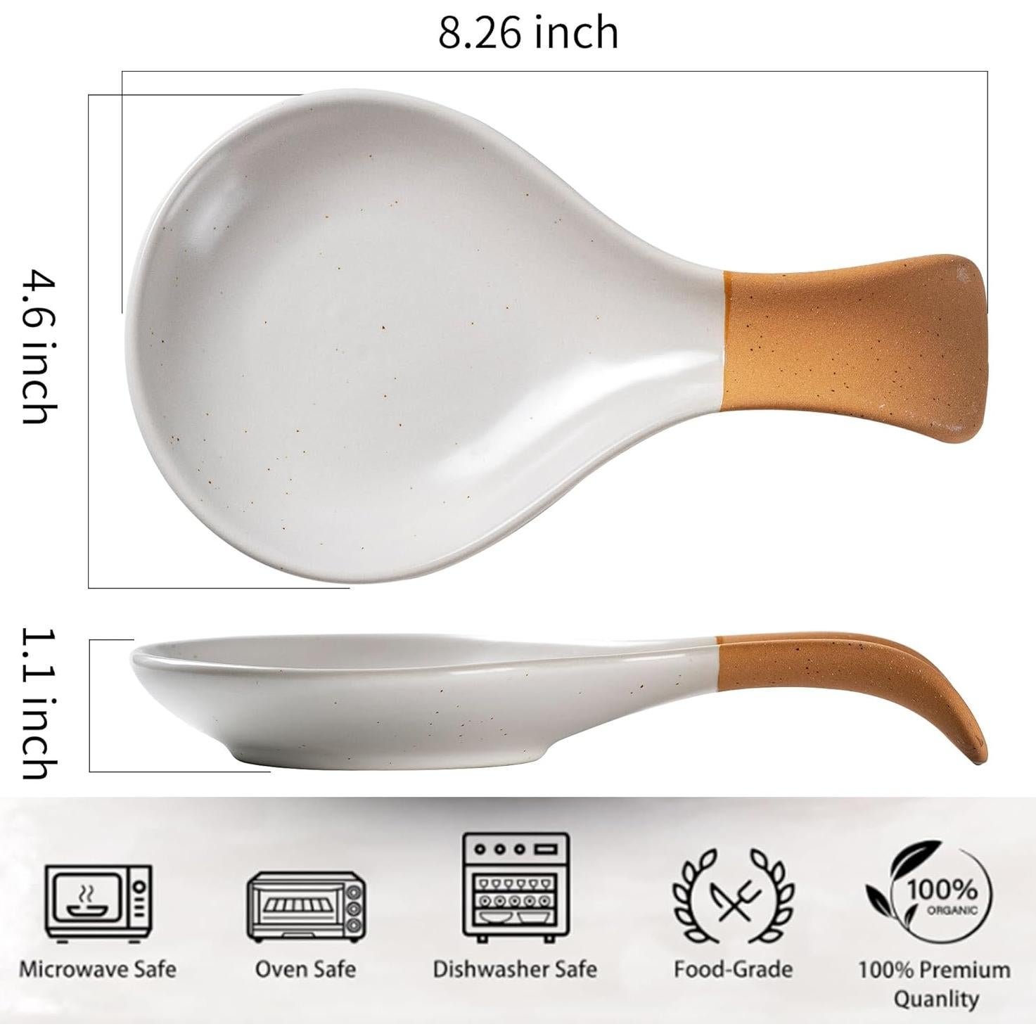 Soporte para cuchara de cerámica CAIGMO blanco y terracota