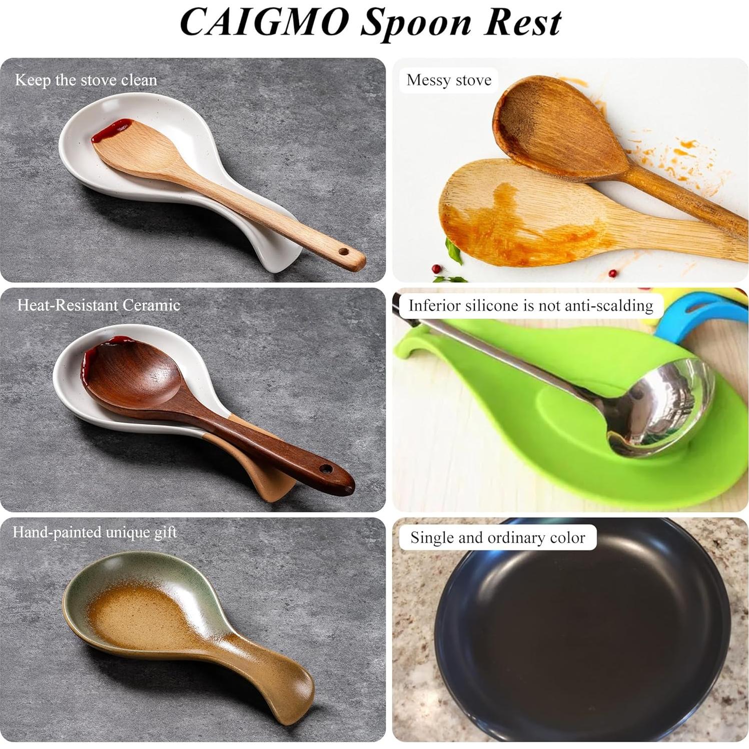 Soporte para cuchara de cerámica CAIGMO blanco y terracota