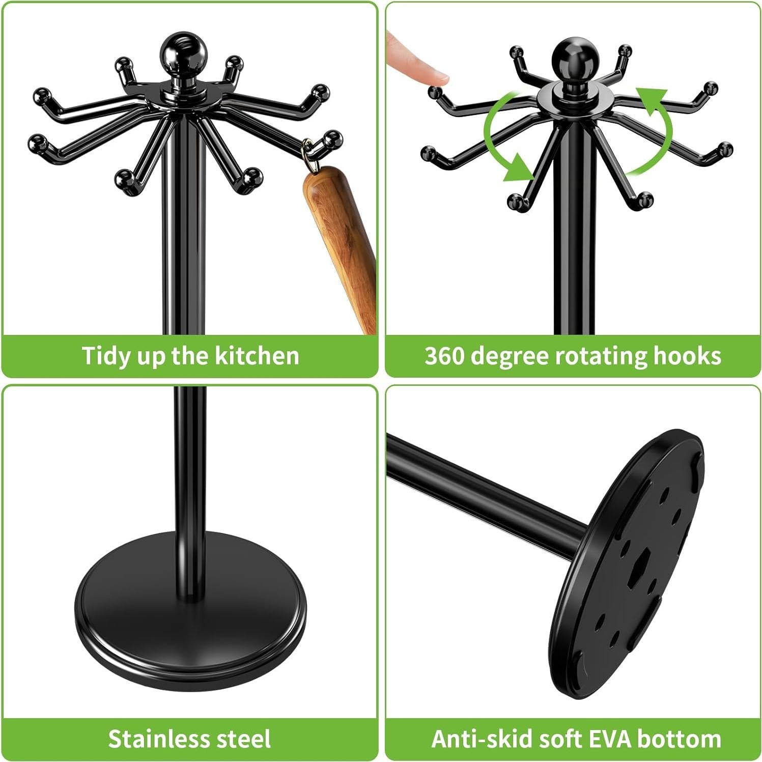 Soporte para Utensilios de Cocina MAYZOLOP Negro 8 Ganchos 43 cm