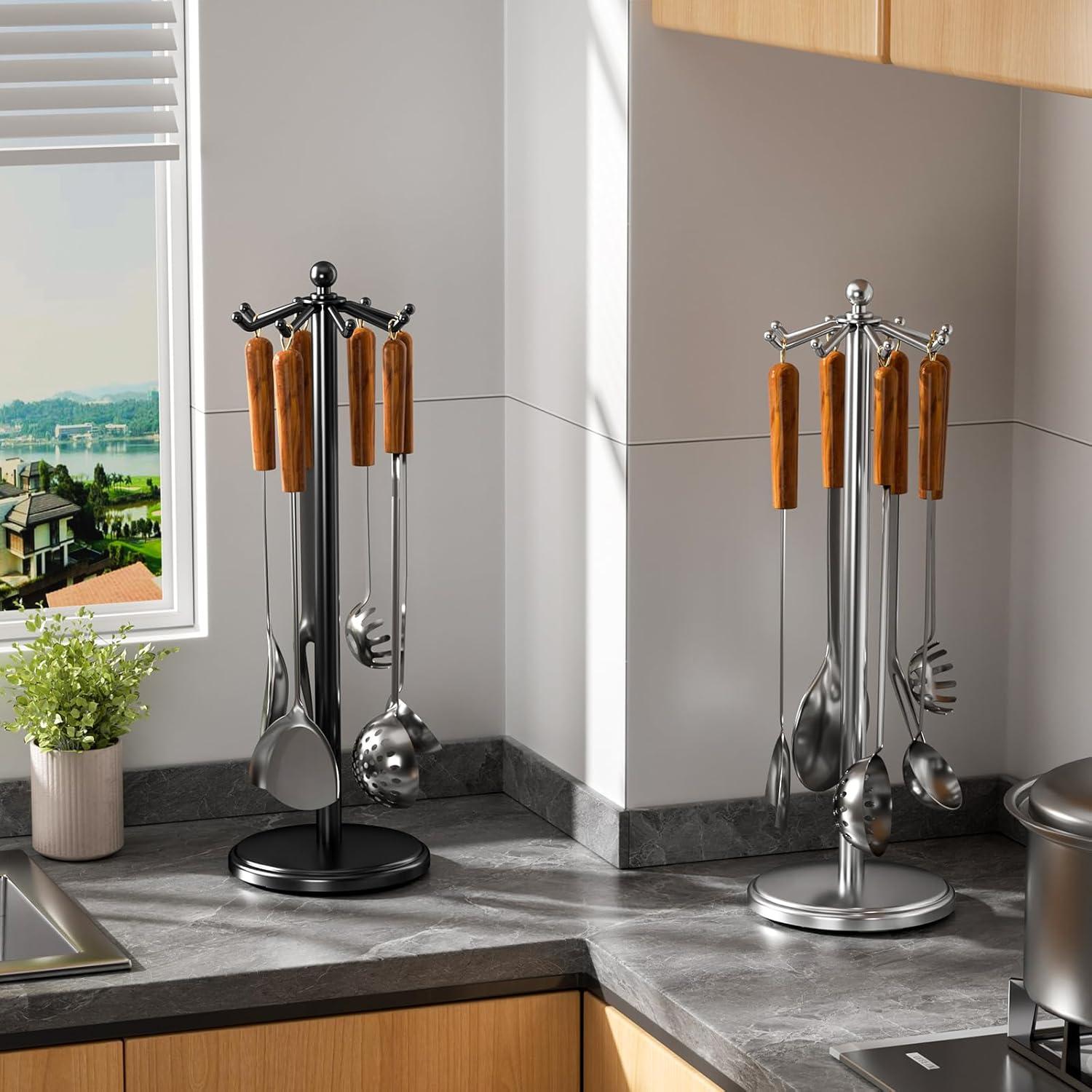 Soporte para Utensilios de Cocina MAYZOLOP Negro 8 Ganchos 43 cm