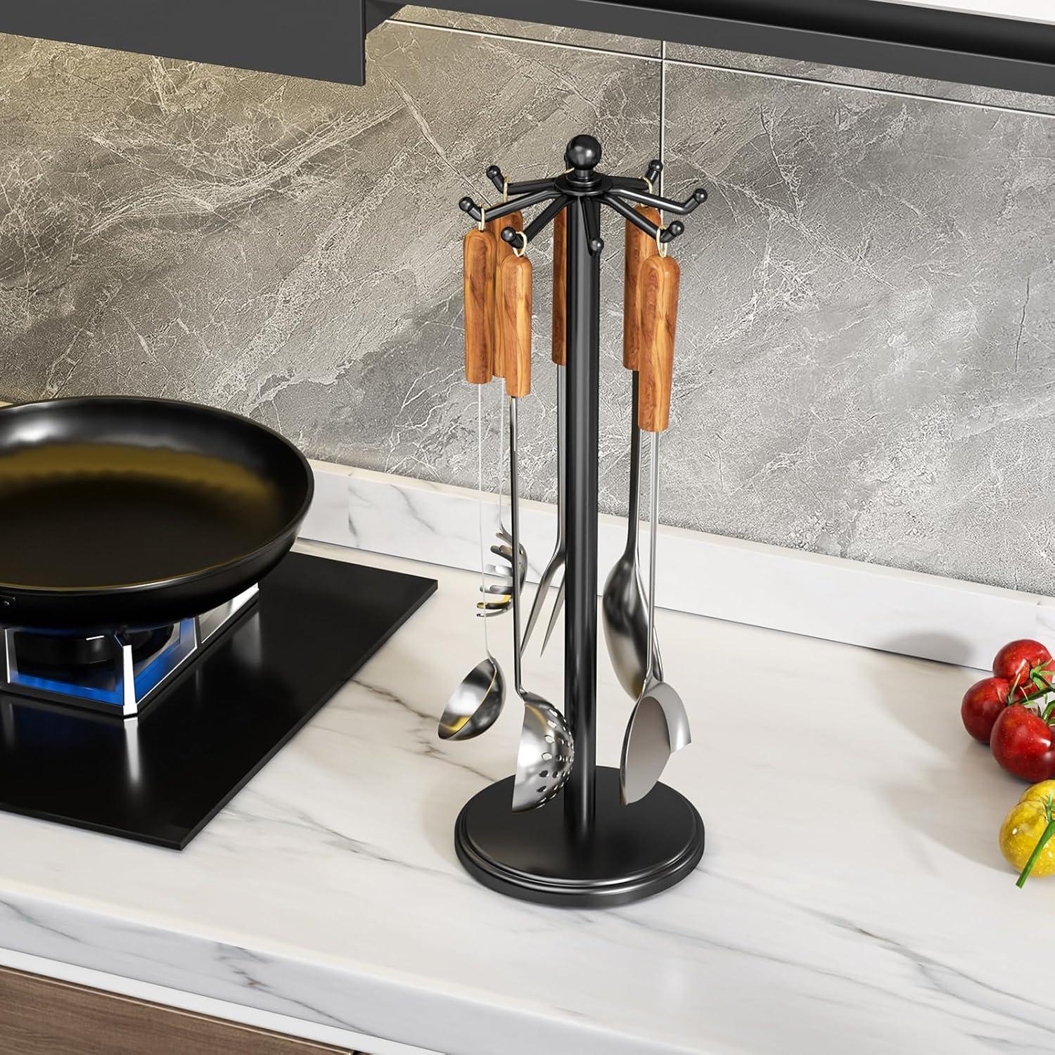 Soporte para Utensilios de Cocina MAYZOLOP Negro 8 Ganchos 43 cm