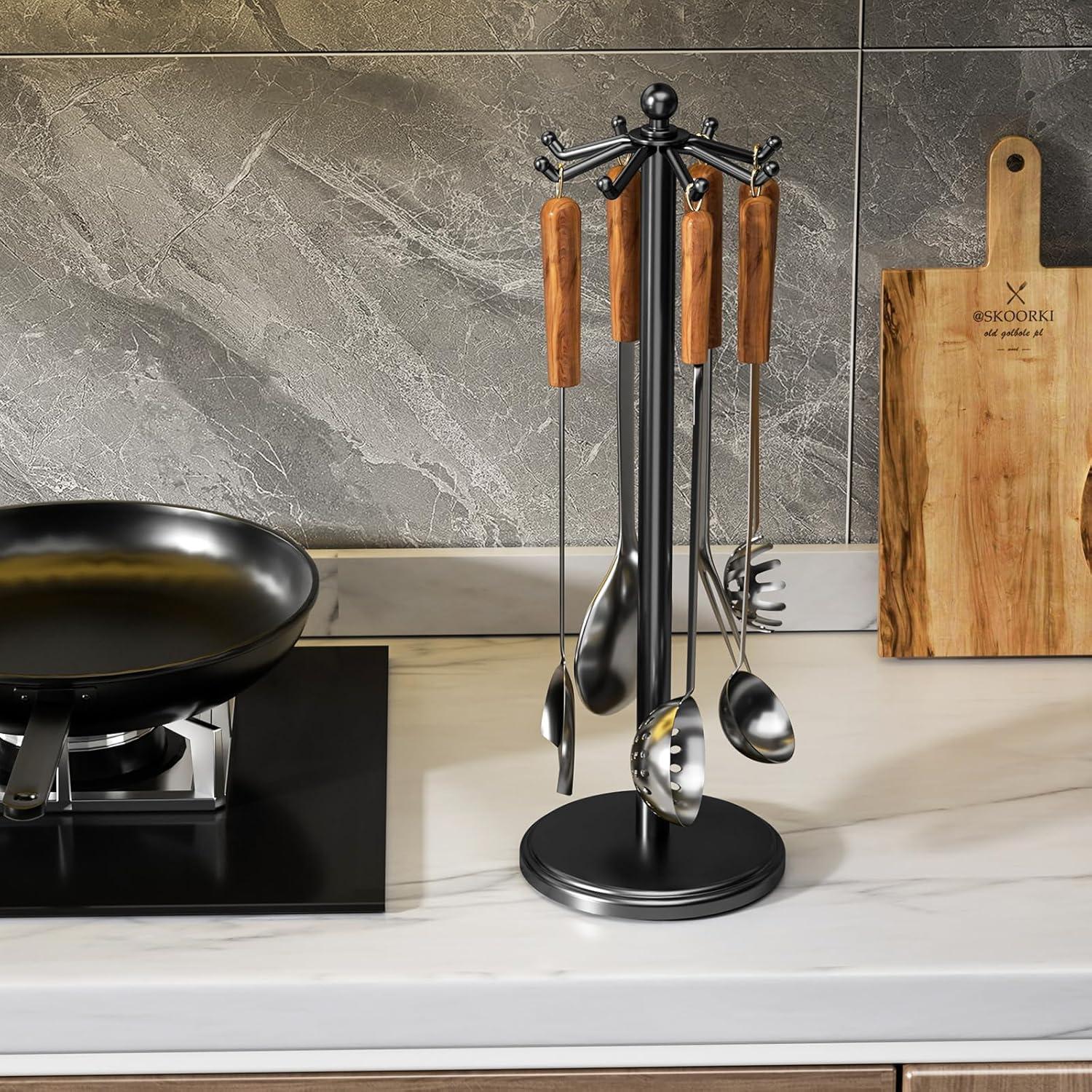 Soporte para Utensilios de Cocina MAYZOLOP Negro 8 Ganchos 43 cm