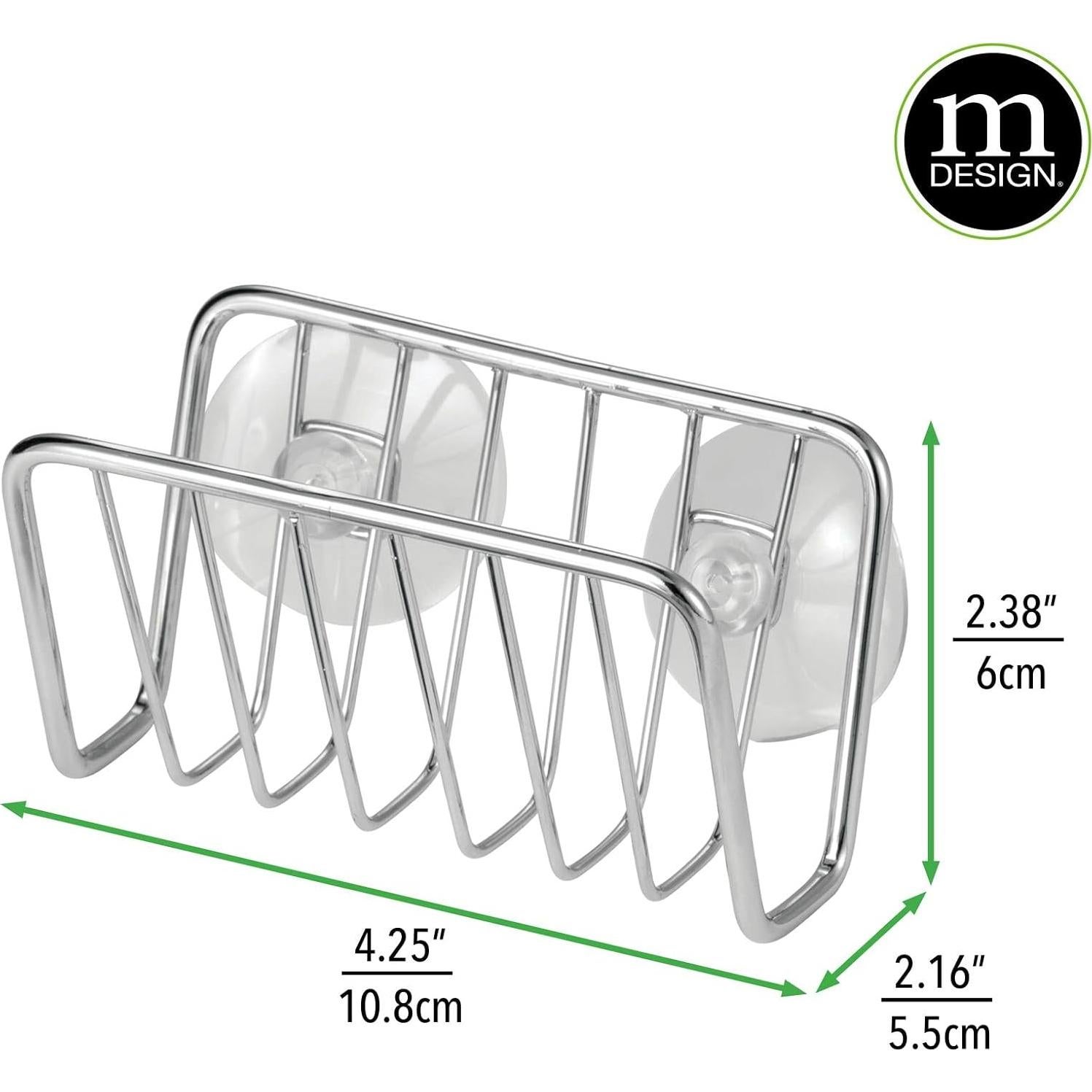 Soporte de Esponja de Metal mDesign con Ventosas - Cromo